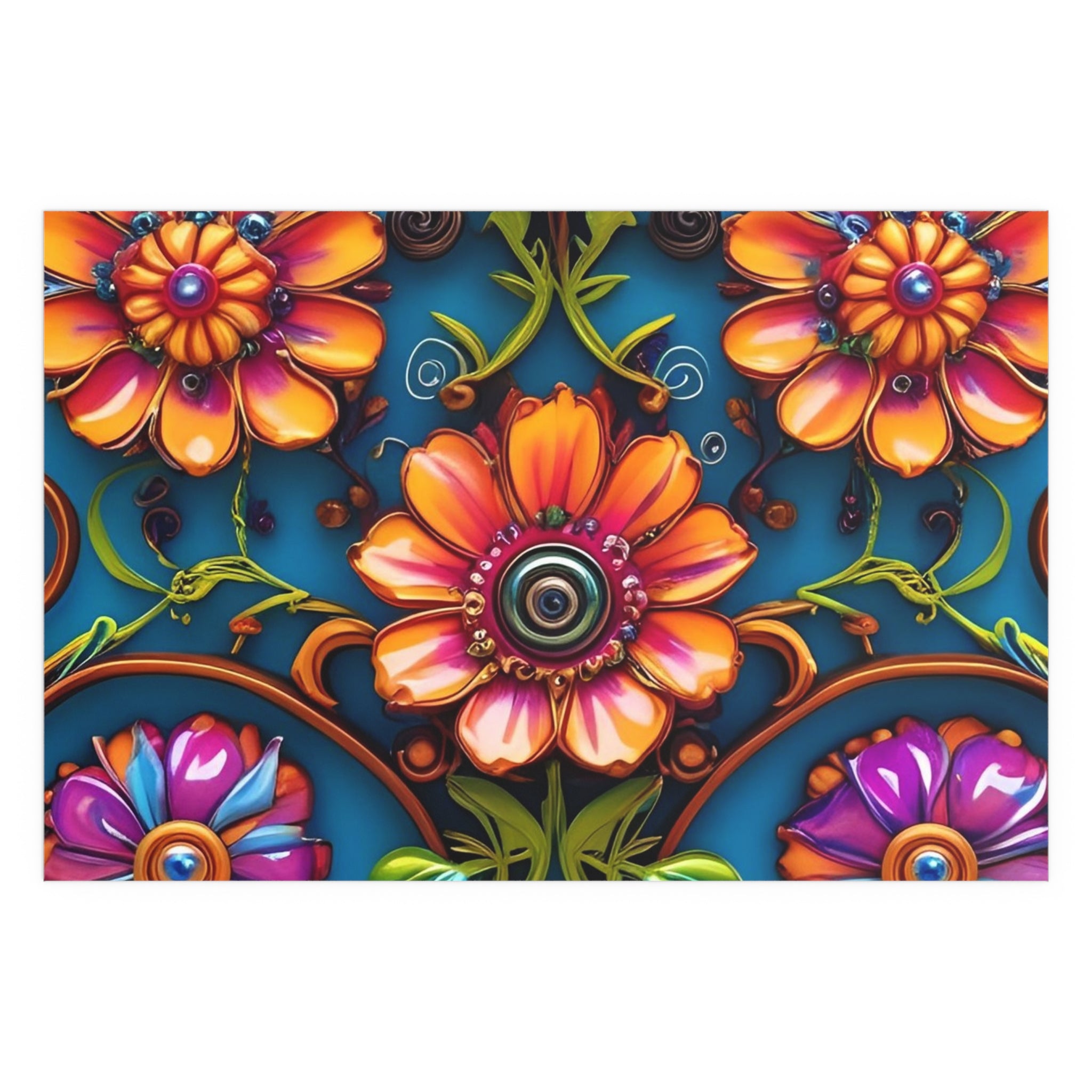 Floral Silk Poster – Vibrant Boho Wall Art for Indoor & Outdoor Decor