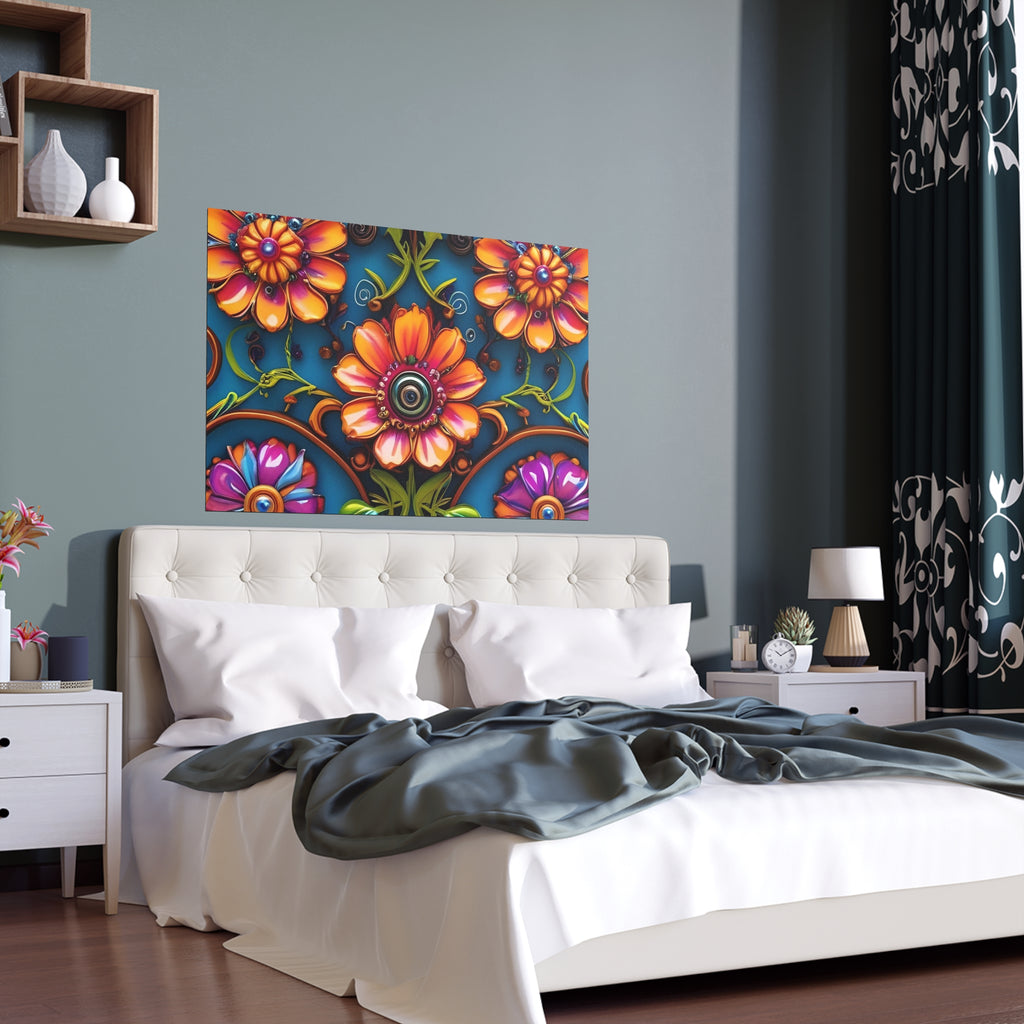 Floral Silk Poster – Vibrant Boho Wall Art for Indoor & Outdoor Decor