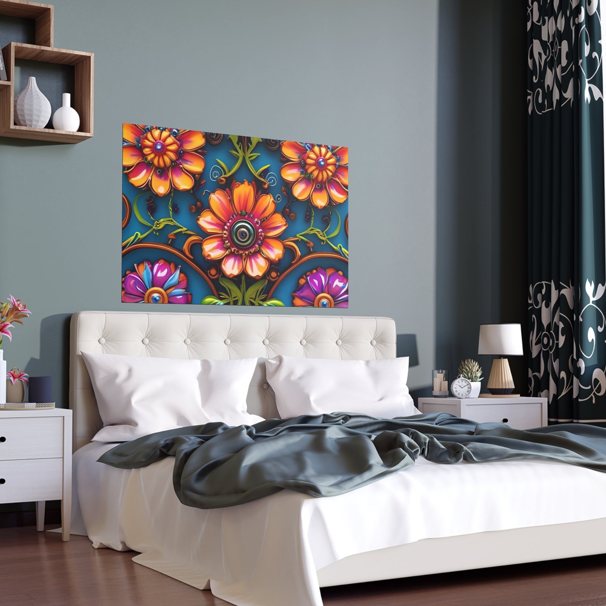 Floral Silk Poster – Vibrant Boho Wall Art for Indoor & Outdoor Decor