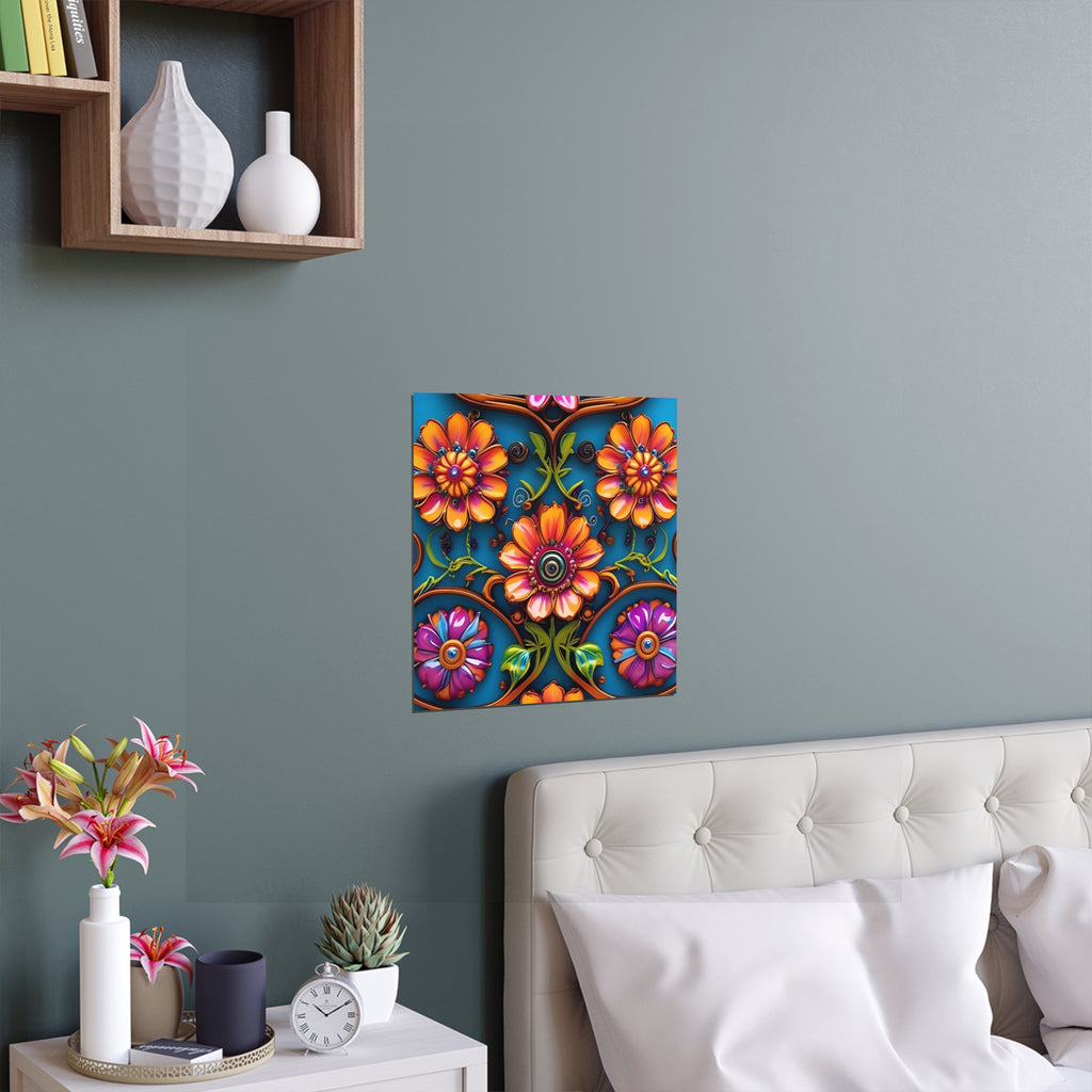 Floral Silk Poster – Vibrant Boho Wall Art for Indoor & Outdoor Decor