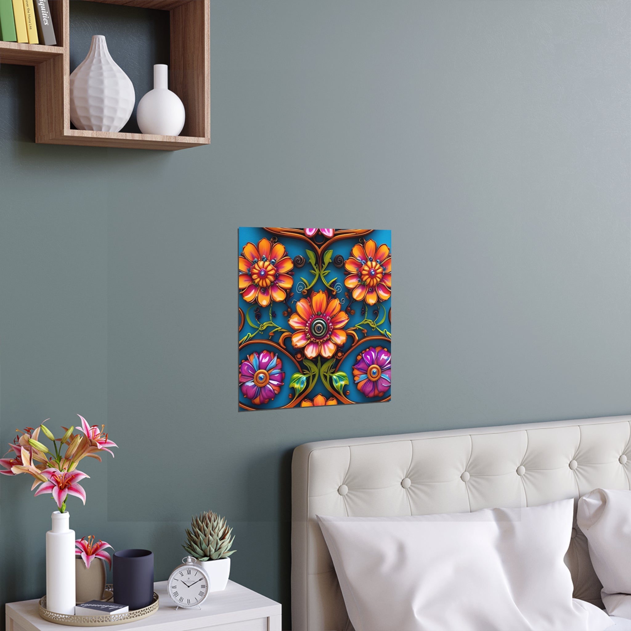 Floral Silk Poster – Vibrant Boho Wall Art for Indoor & Outdoor Decor