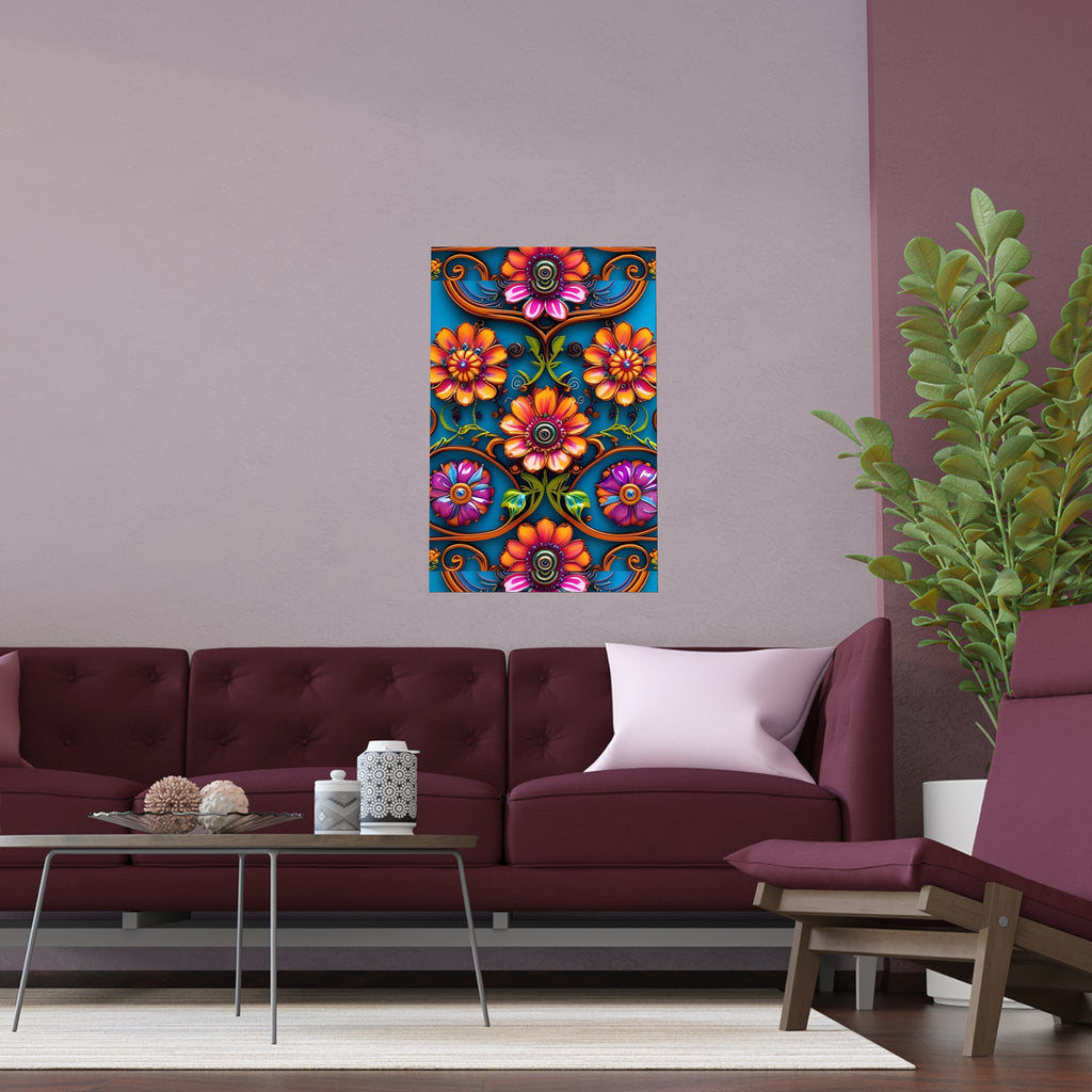 Floral Silk Poster – Vibrant Boho Wall Art for Indoor & Outdoor Decor