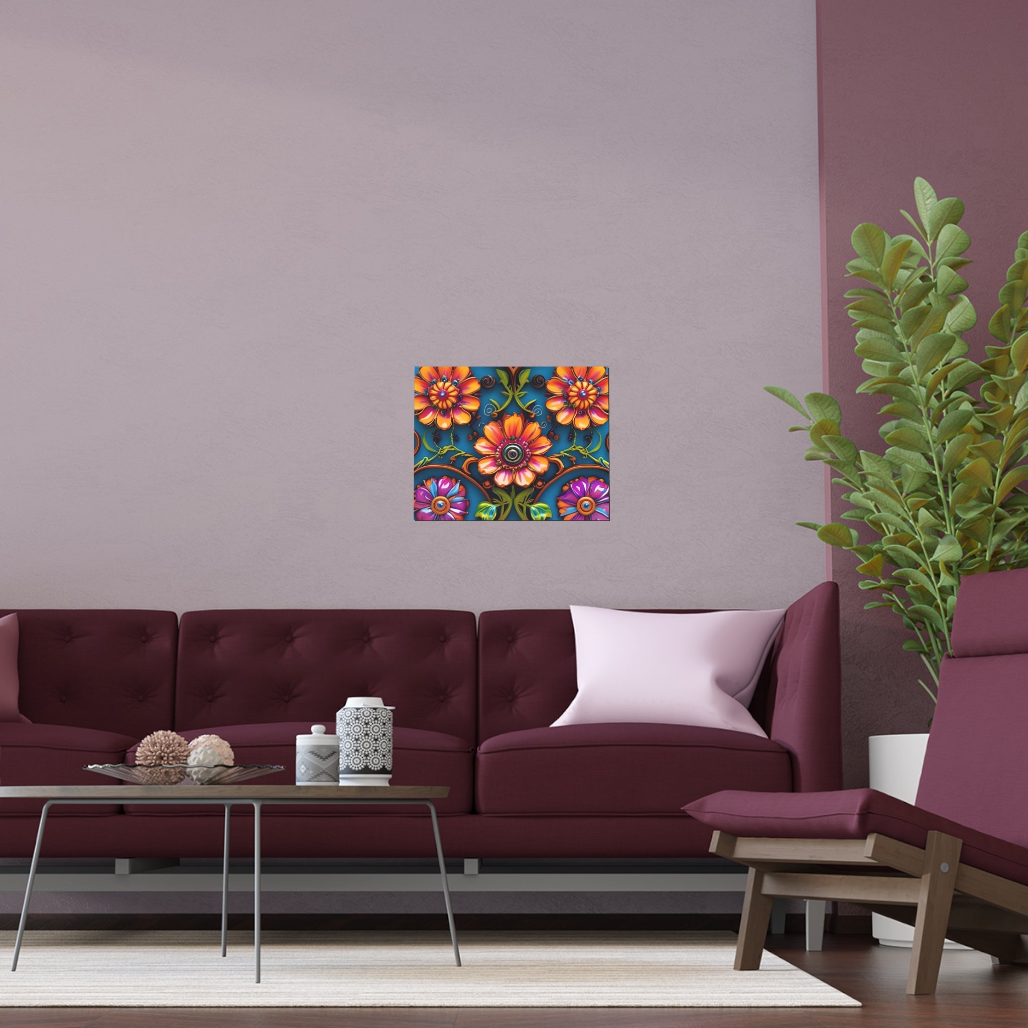 Floral Silk Poster – Vibrant Boho Wall Art for Indoor & Outdoor Decor