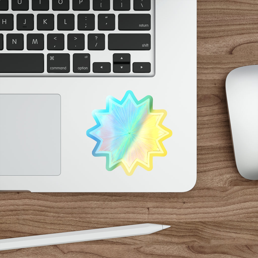 Holographic Starburst Die-Cut Sticker — Iridescent Rainbow Vinyl for Skateboards, Laptops & Water Bottles