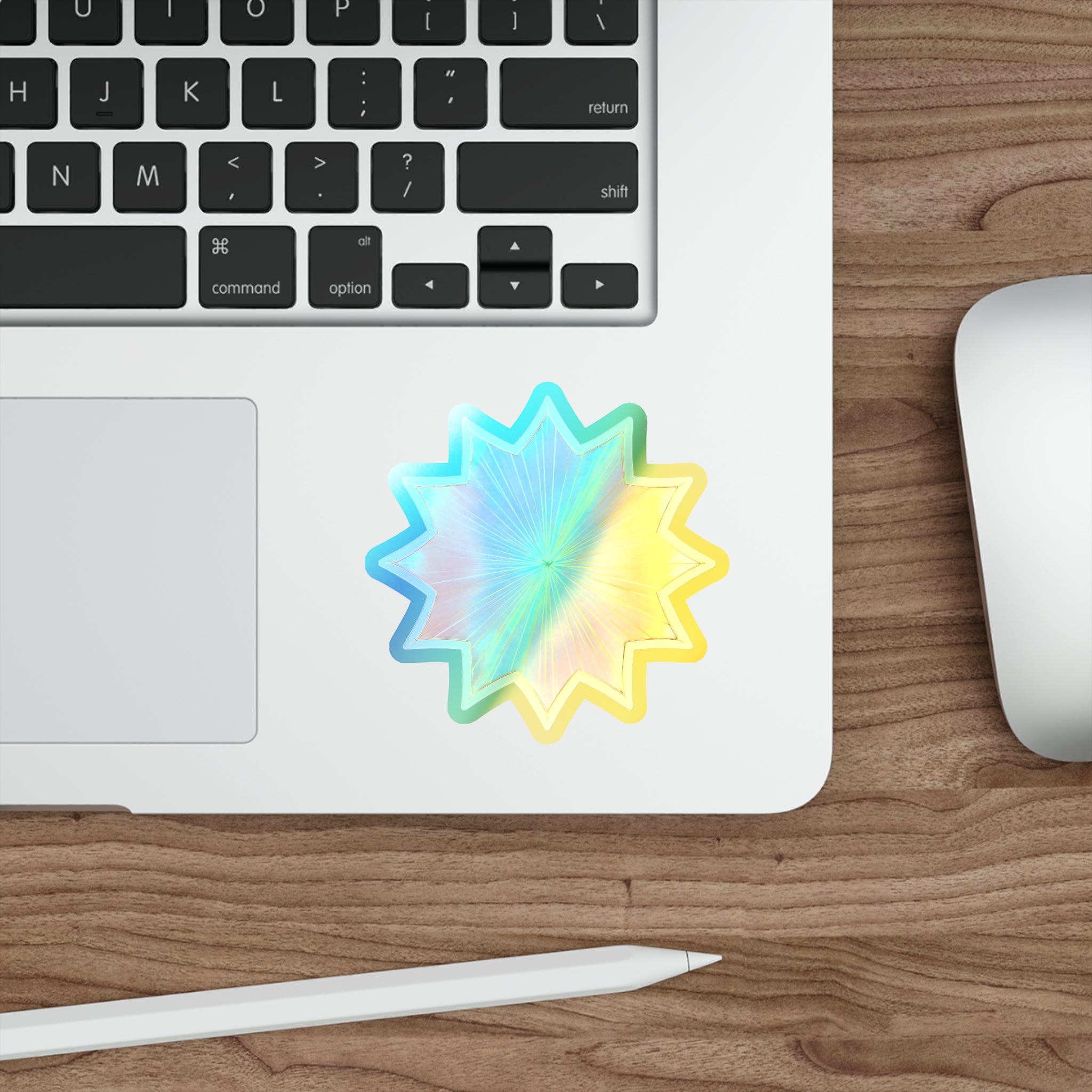 Holographic Starburst Die-Cut Sticker — Iridescent Rainbow Vinyl for Skateboards, Laptops & Water Bottles