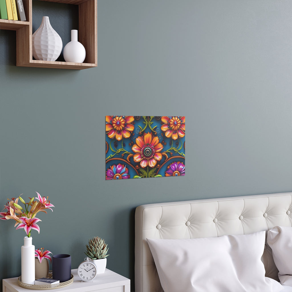 Floral Silk Poster – Vibrant Boho Wall Art for Indoor & Outdoor Decor