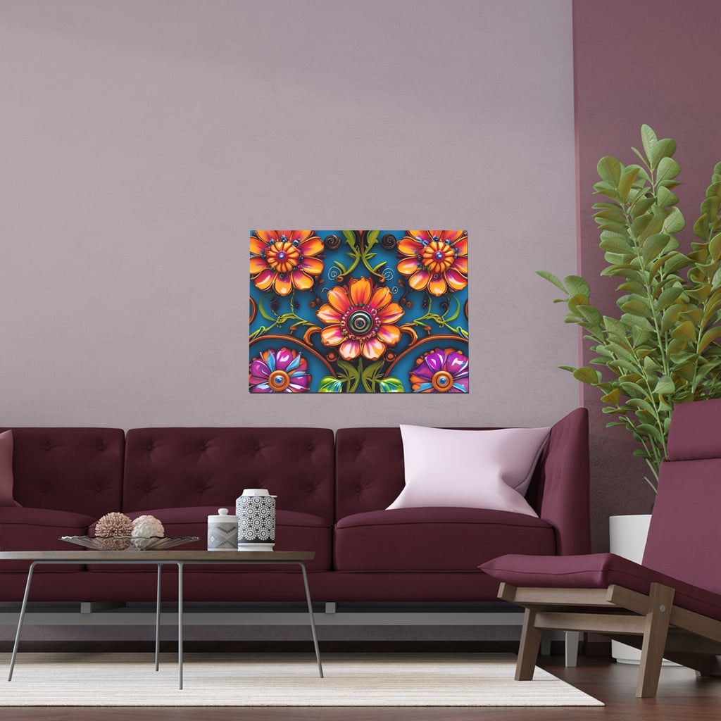 Floral Silk Poster – Vibrant Boho Wall Art for Indoor & Outdoor Decor