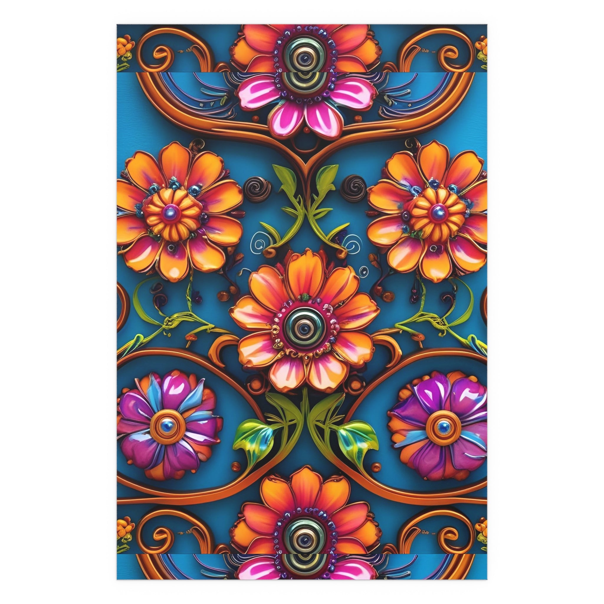 Floral Silk Poster – Vibrant Boho Wall Art for Indoor & Outdoor Decor