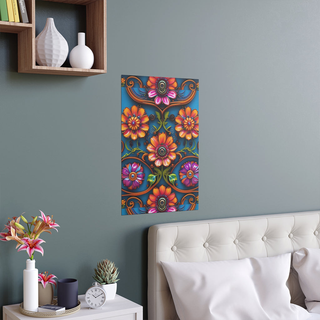 Floral Silk Poster – Vibrant Boho Wall Art for Indoor & Outdoor Decor