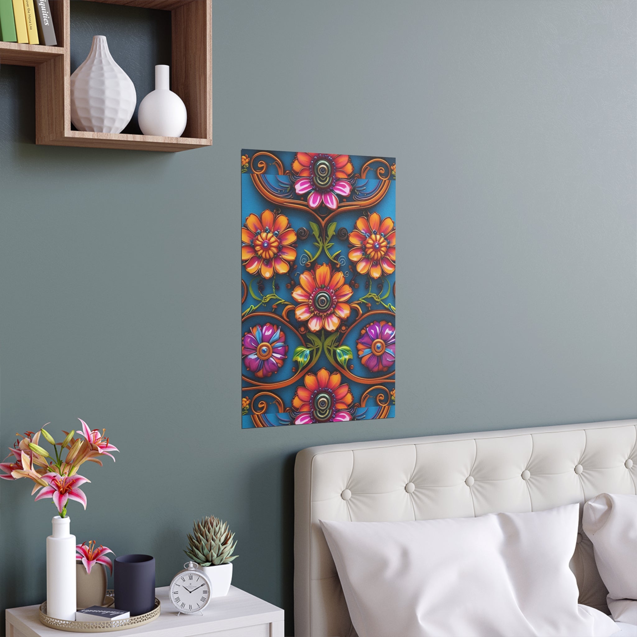 Floral Silk Poster – Vibrant Boho Wall Art for Indoor & Outdoor Decor