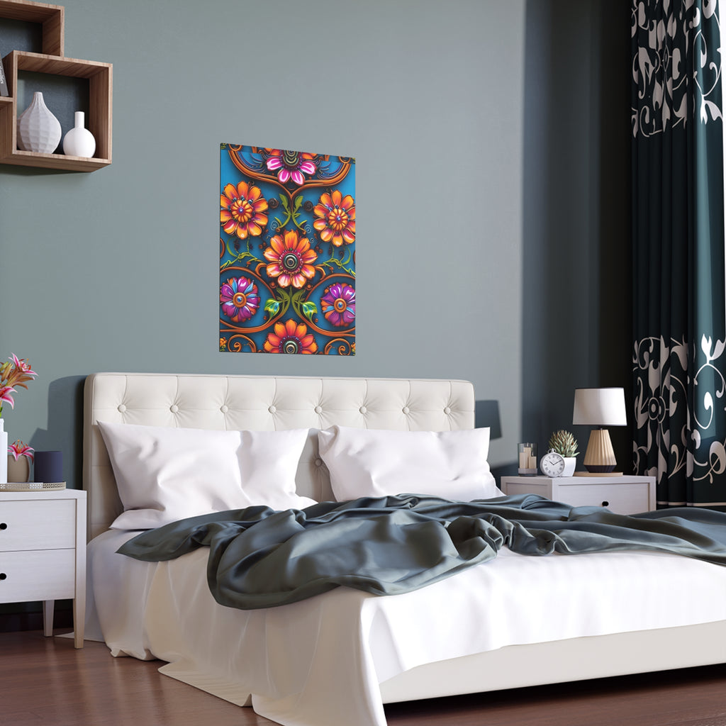 Floral Silk Poster – Vibrant Boho Wall Art for Indoor & Outdoor Decor