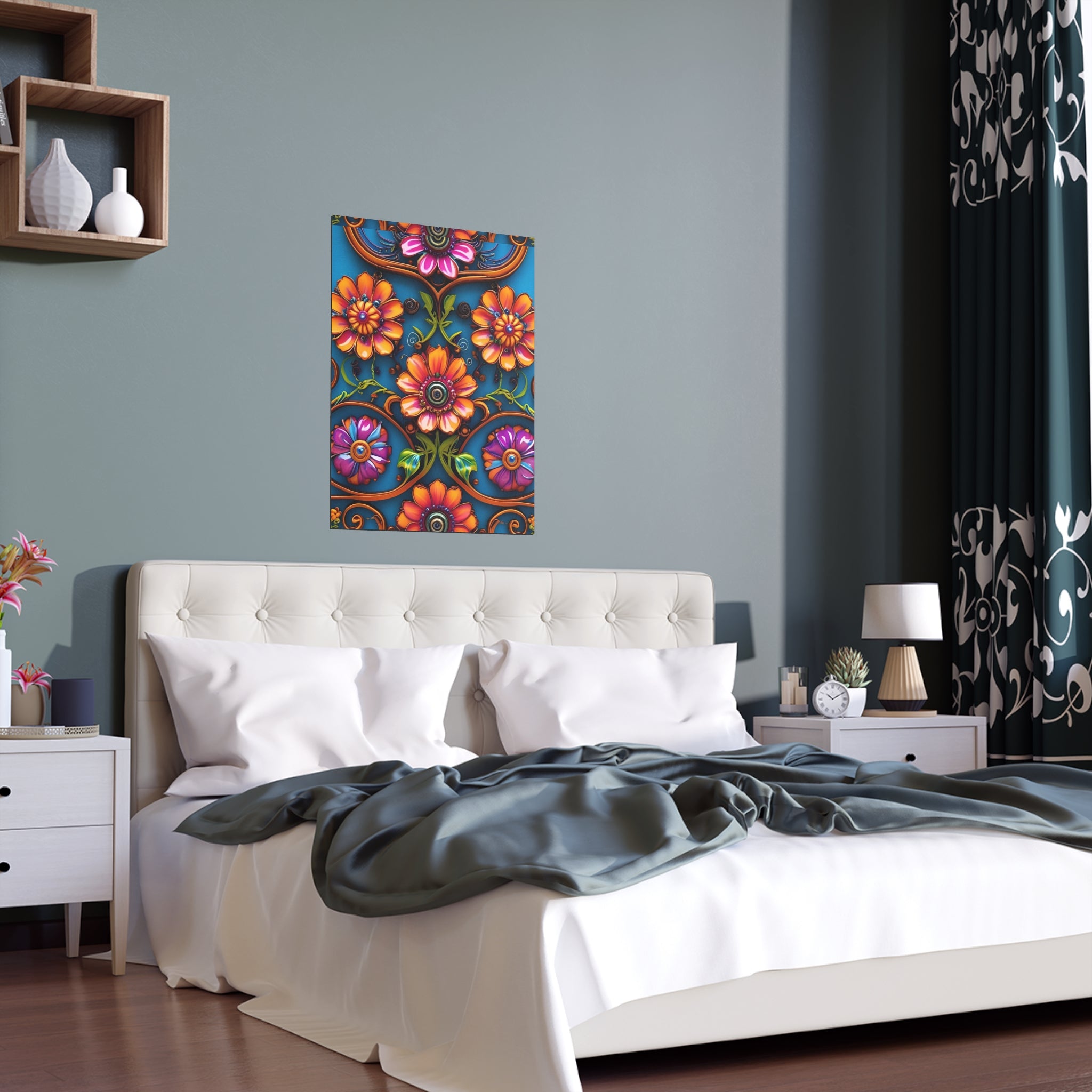 Floral Silk Poster – Vibrant Boho Wall Art for Indoor & Outdoor Decor