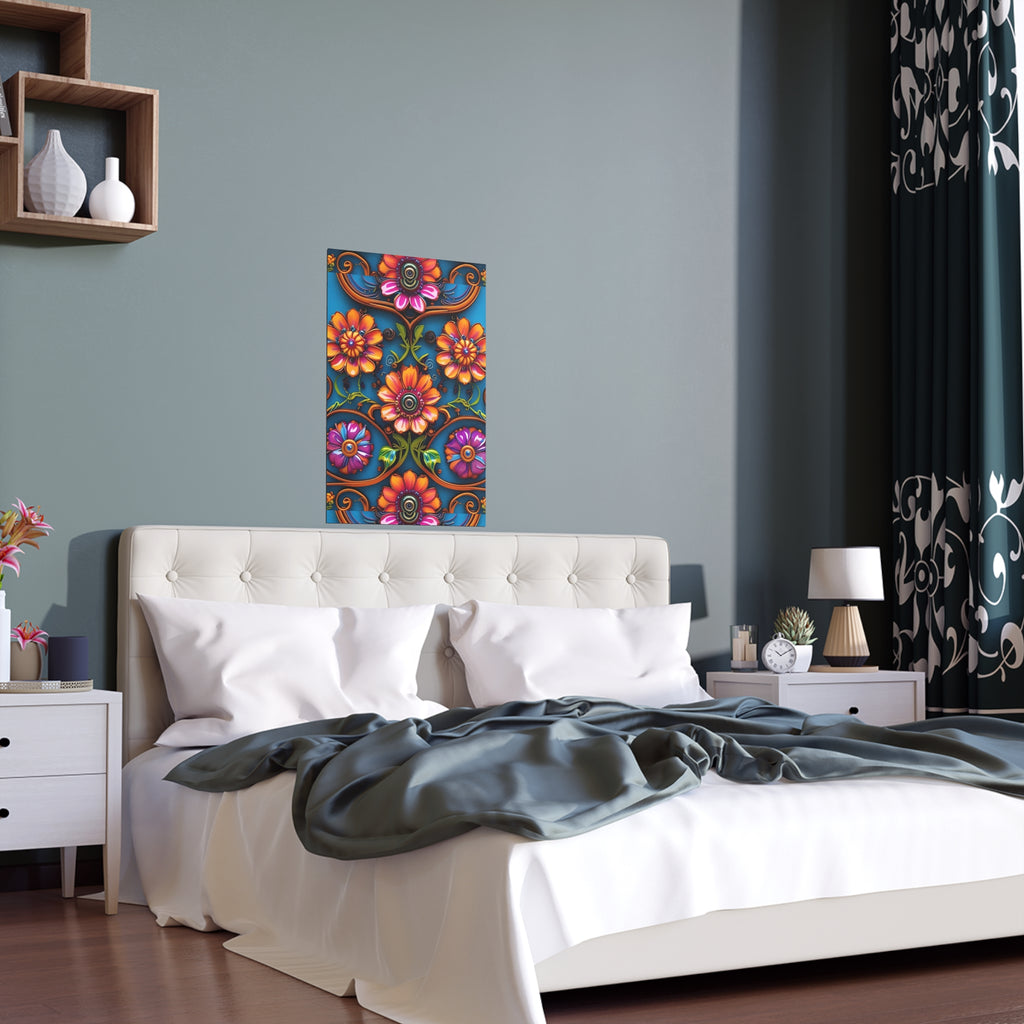 Floral Silk Poster – Vibrant Boho Wall Art for Indoor & Outdoor Decor