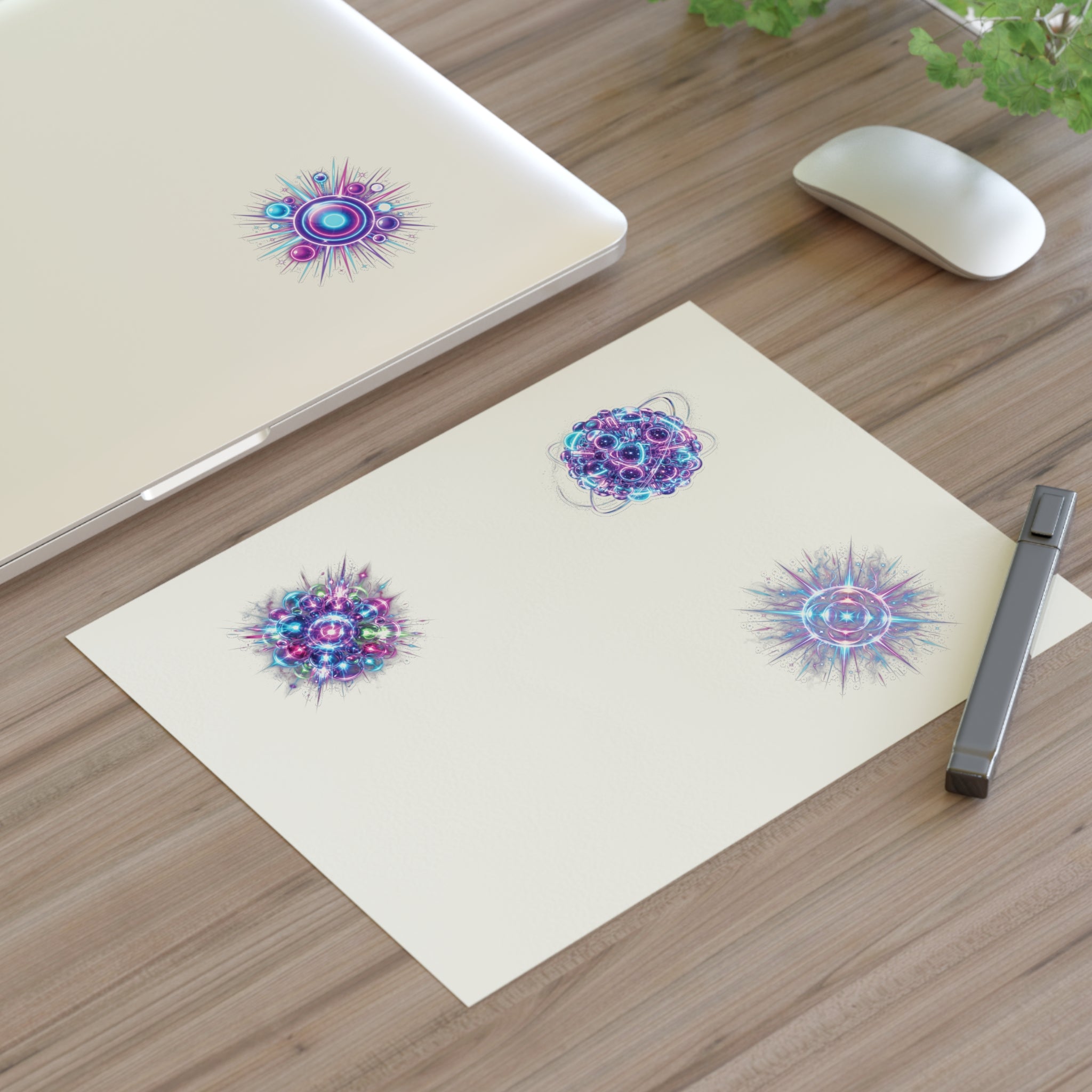 Cosmic Burst Sticker Sheet — Iridescent Galaxy Orb Decals