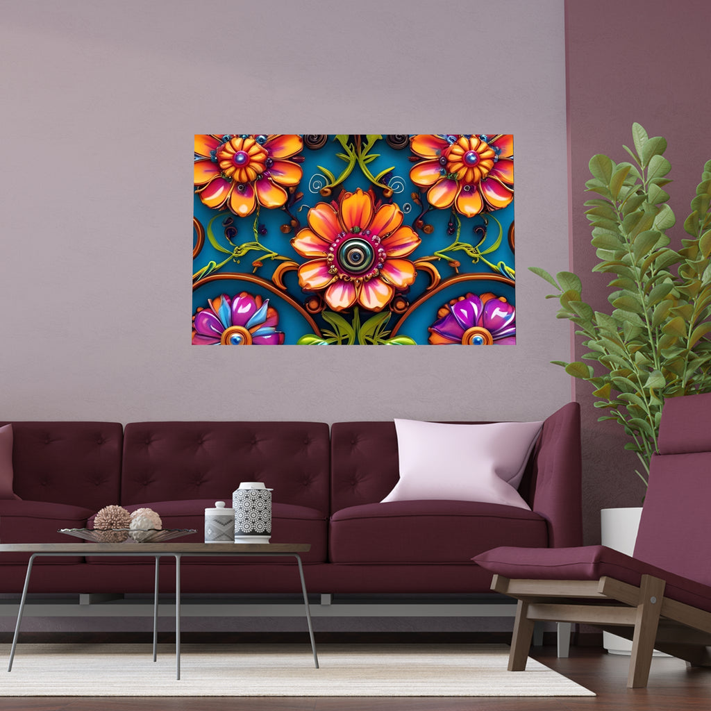 Floral Silk Poster – Vibrant Boho Wall Art for Indoor & Outdoor Decor