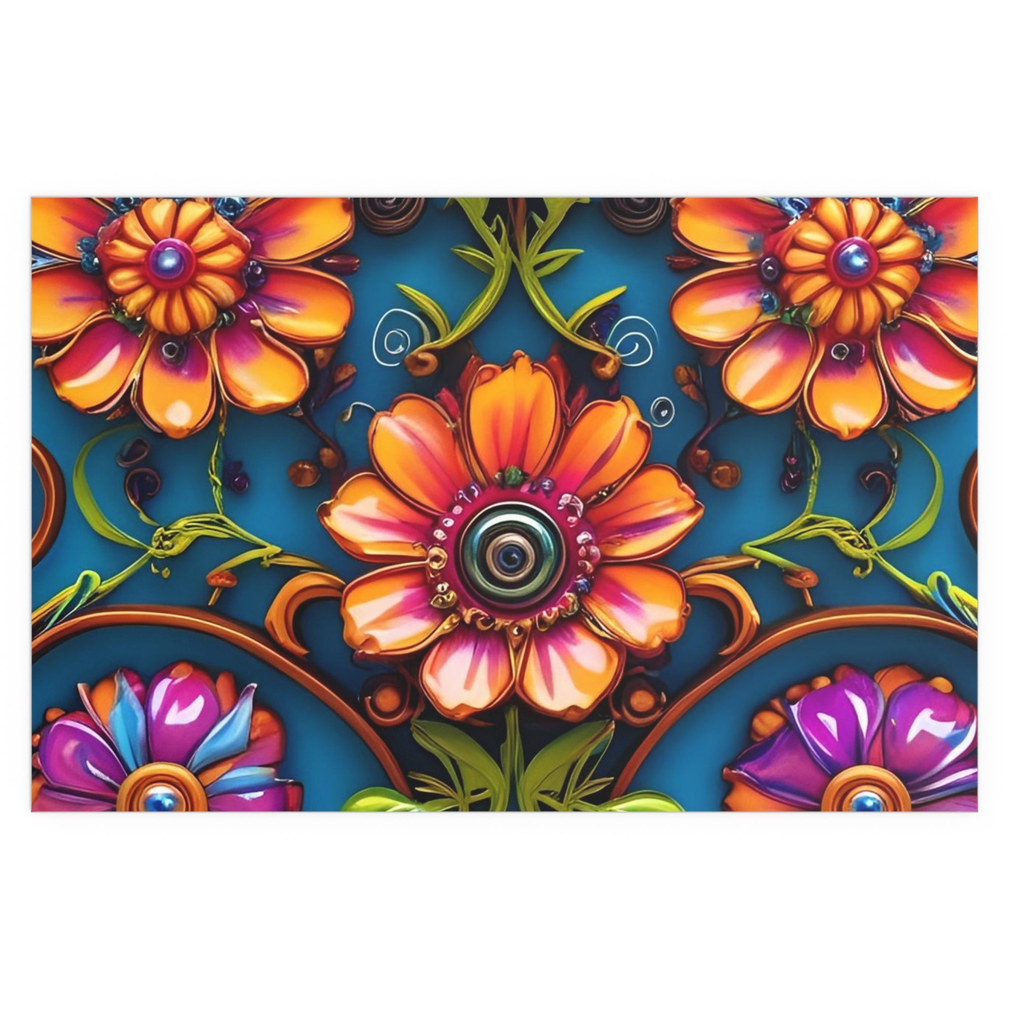 Floral Silk Poster – Vibrant Boho Wall Art for Indoor & Outdoor Decor