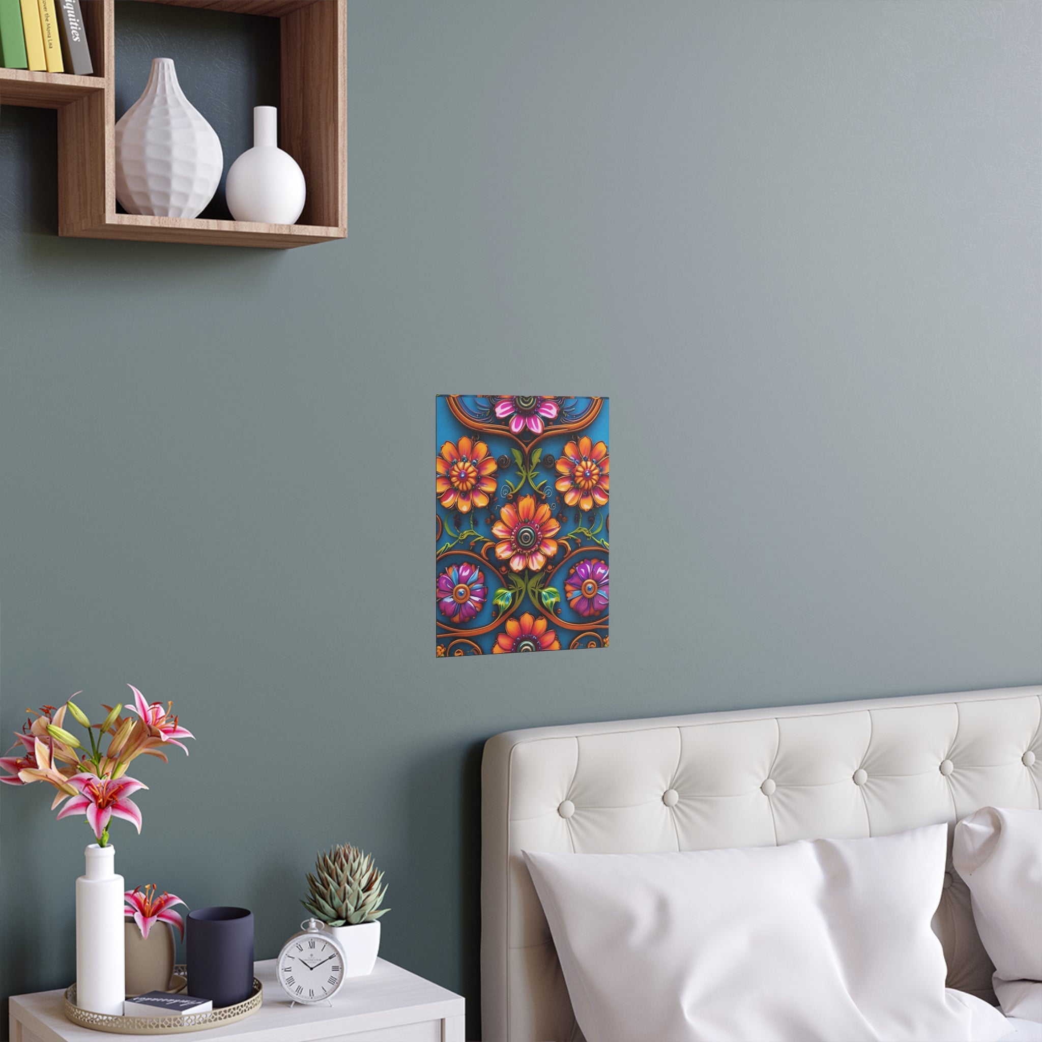 Floral Silk Poster – Vibrant Boho Wall Art for Indoor & Outdoor Decor