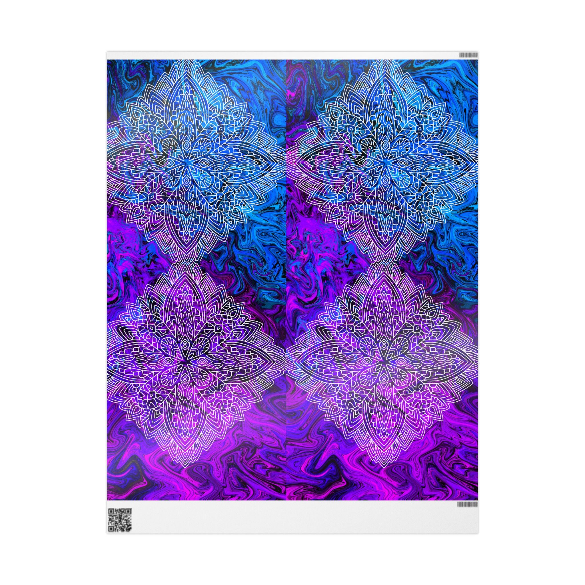 Psychedelic Mandala Wrapping Paper – Blue & Purple Marble Gift Wrap