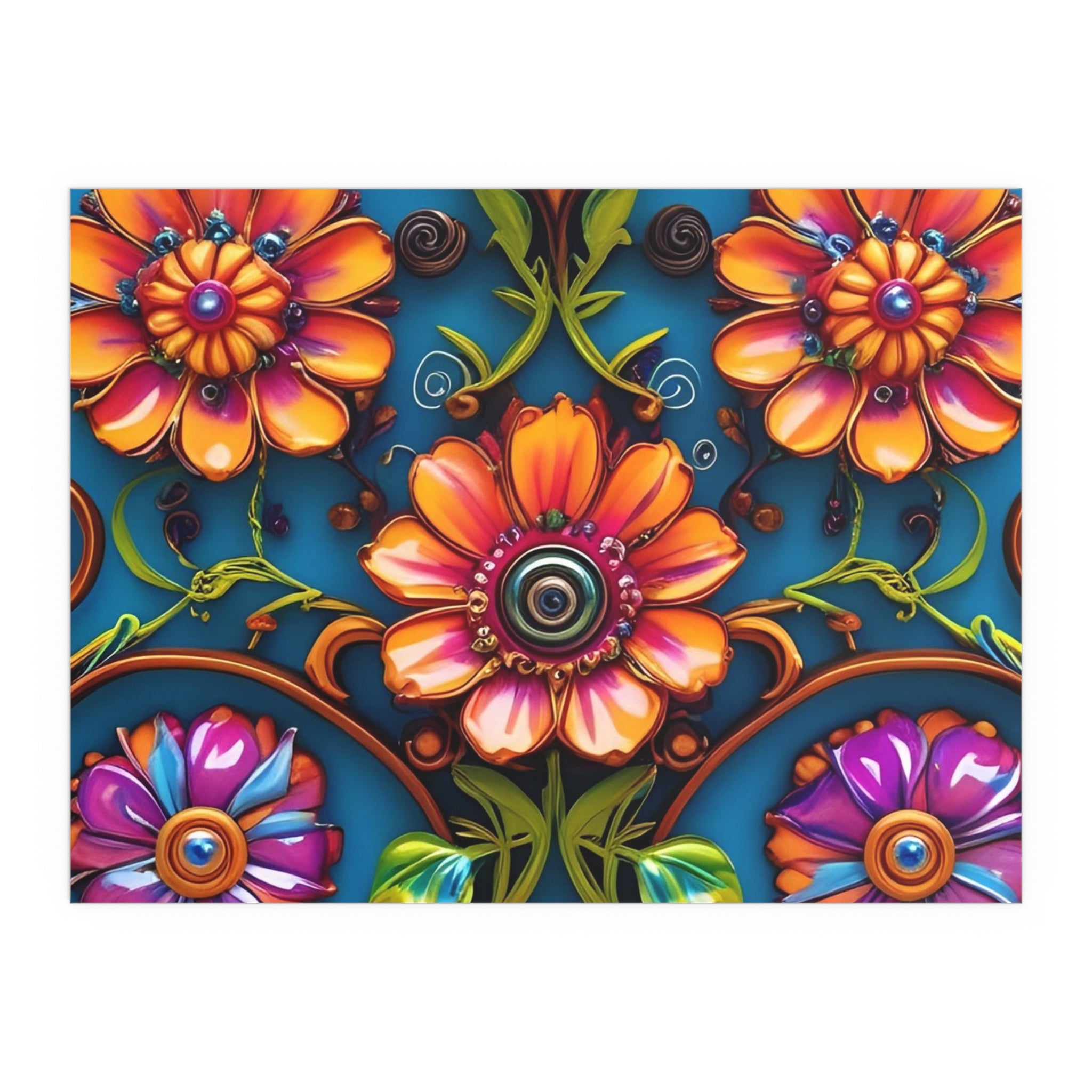 Floral Silk Poster – Vibrant Boho Wall Art for Indoor & Outdoor Decor