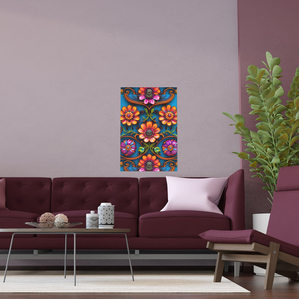 Floral Silk Poster – Vibrant Boho Wall Art for Indoor & Outdoor Decor