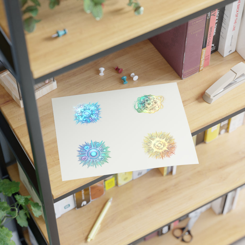 Cosmic Burst Sticker Sheet — Iridescent Galaxy Orb Decals