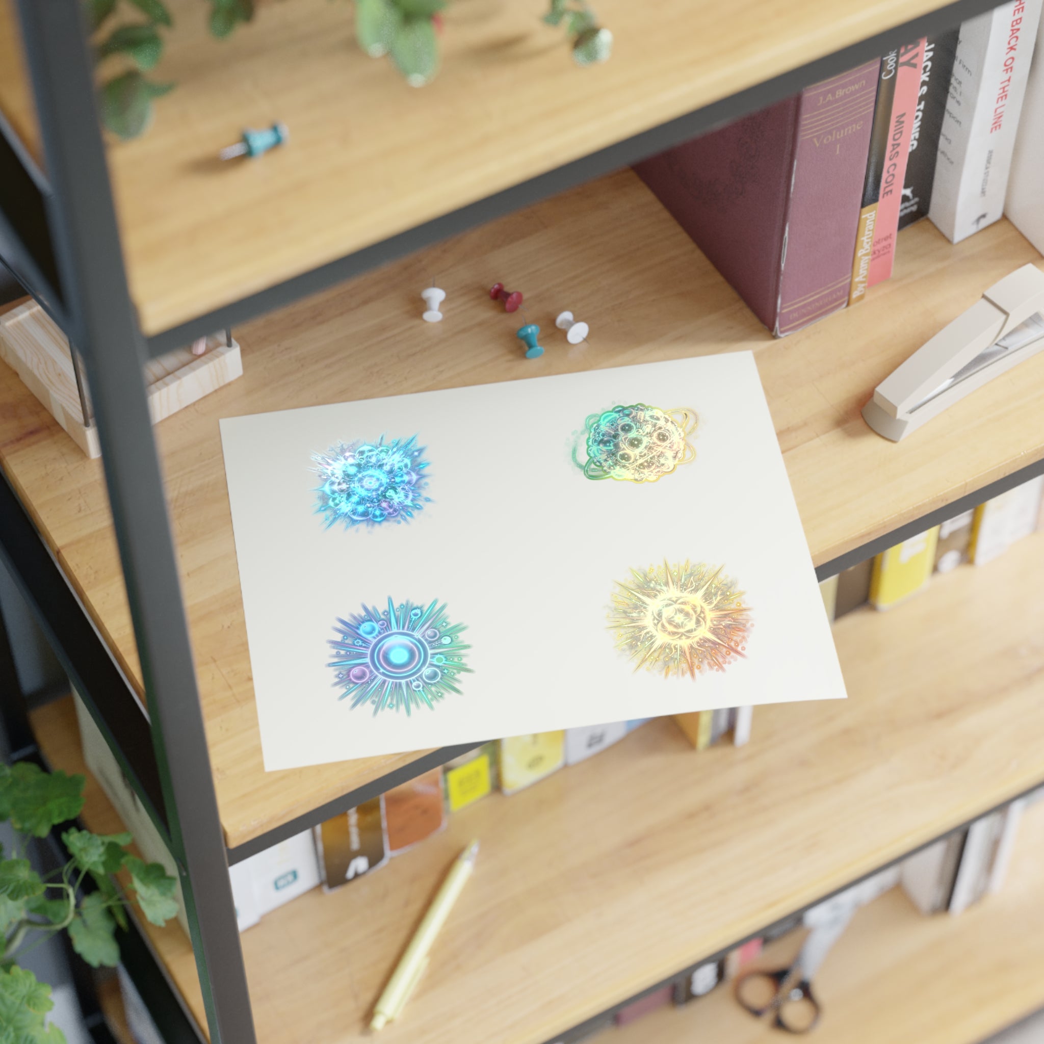 Cosmic Burst Sticker Sheet — Iridescent Galaxy Orb Decals