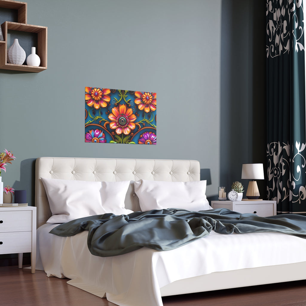 Floral Silk Poster – Vibrant Boho Wall Art for Indoor & Outdoor Decor
