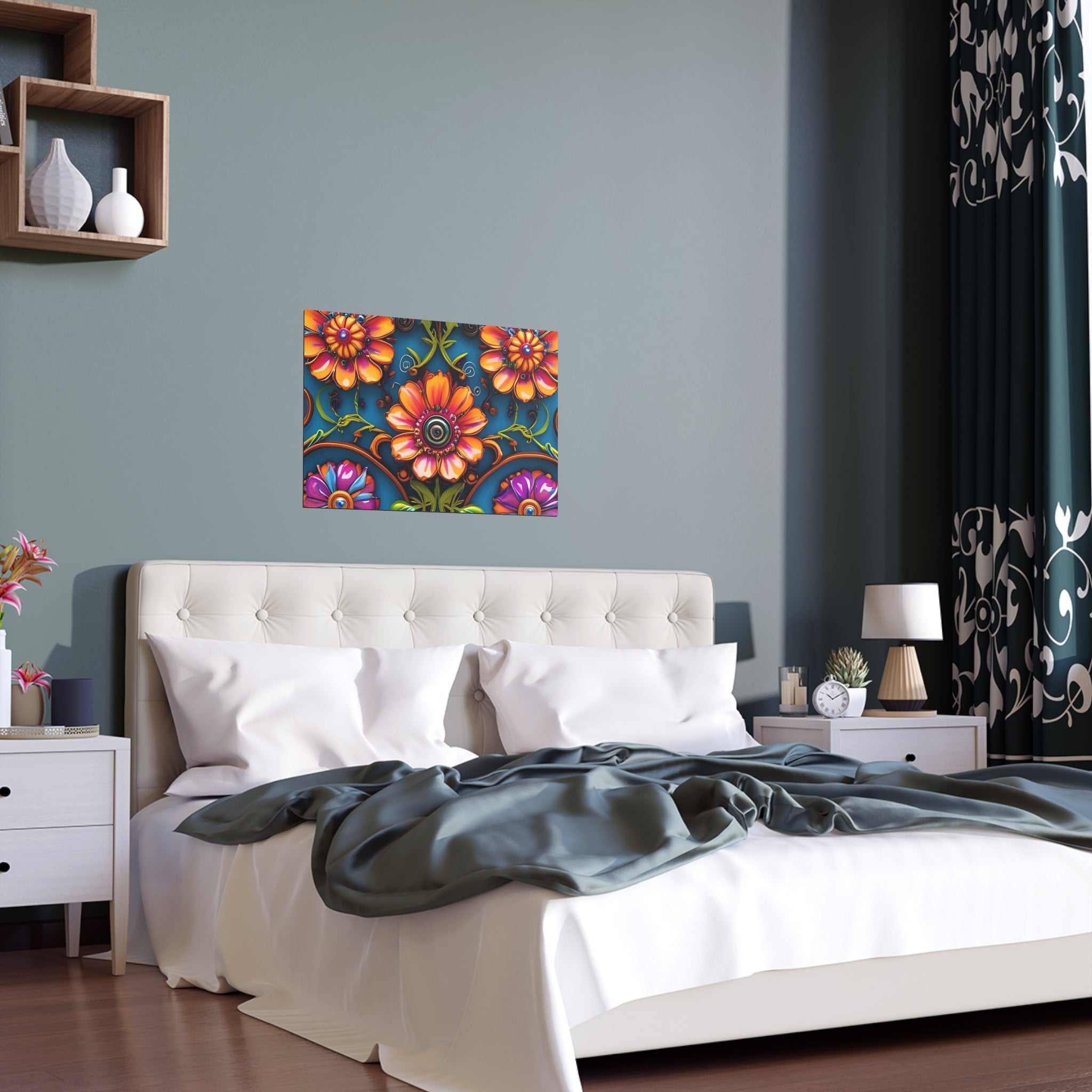 Floral Silk Poster – Vibrant Boho Wall Art for Indoor & Outdoor Decor