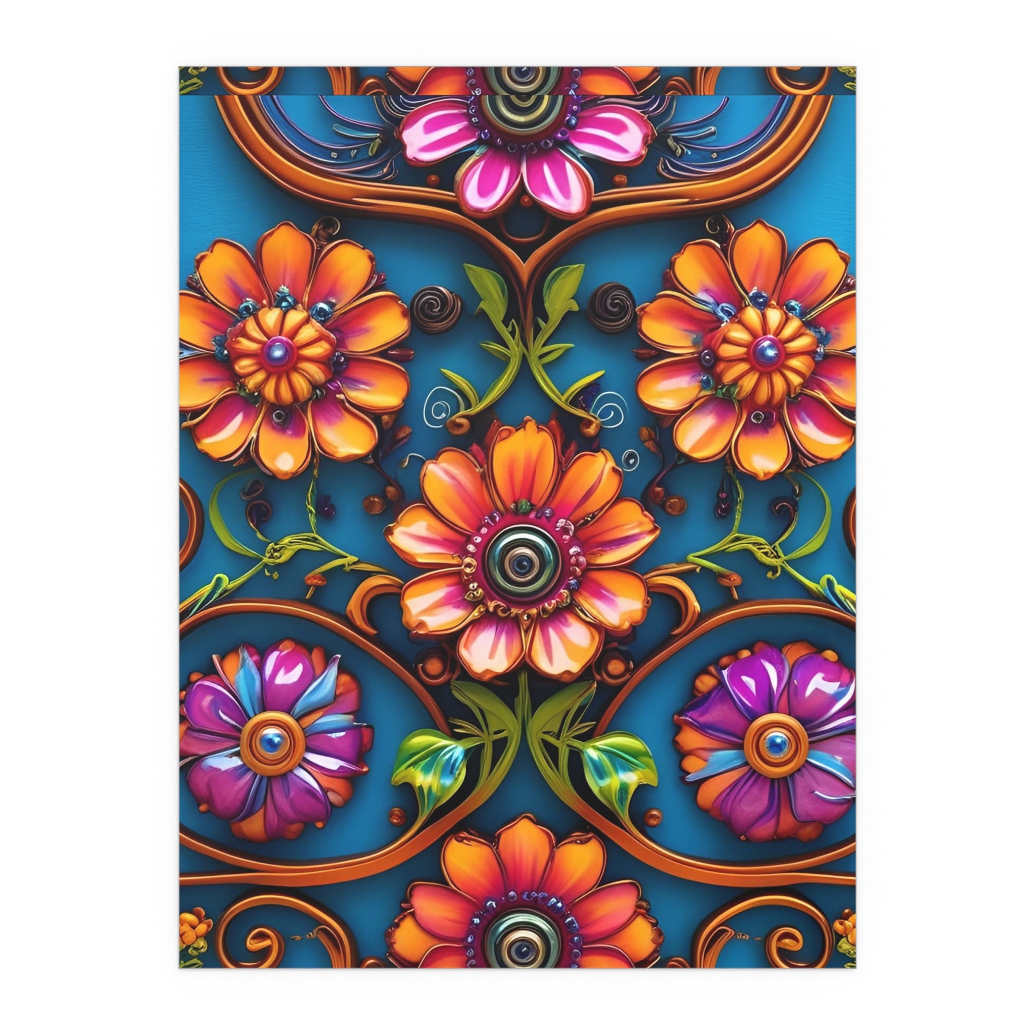 Floral Silk Poster – Vibrant Boho Wall Art for Indoor & Outdoor Decor