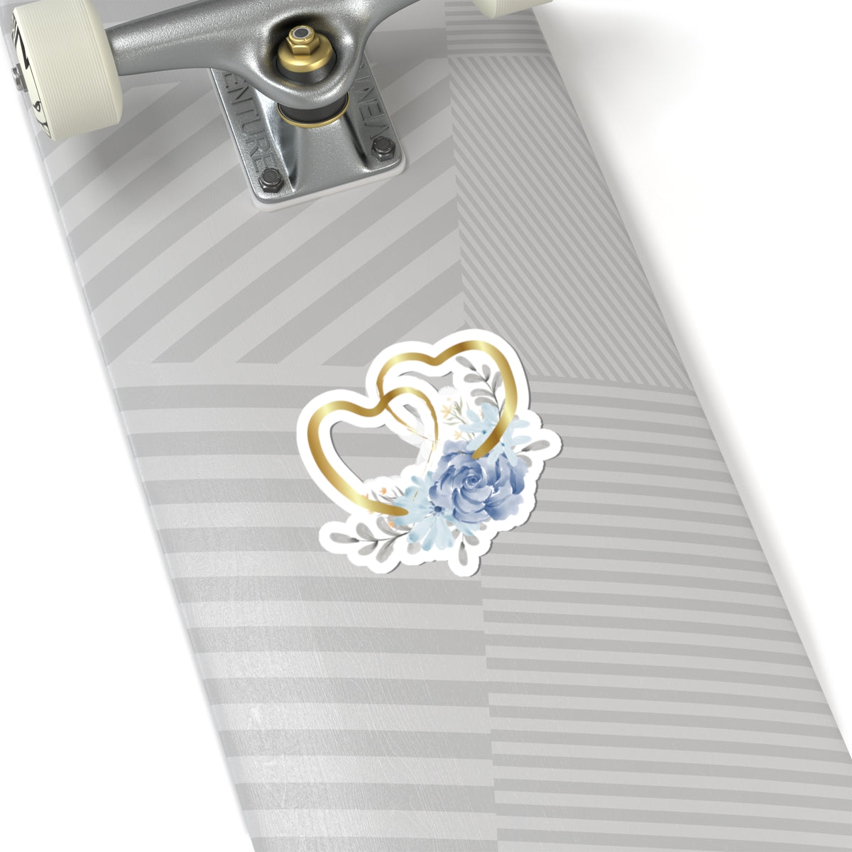 Gold Double Hearts Floral Sticker — Romantic Wedding & Anniversary Kiss-Cut Decal