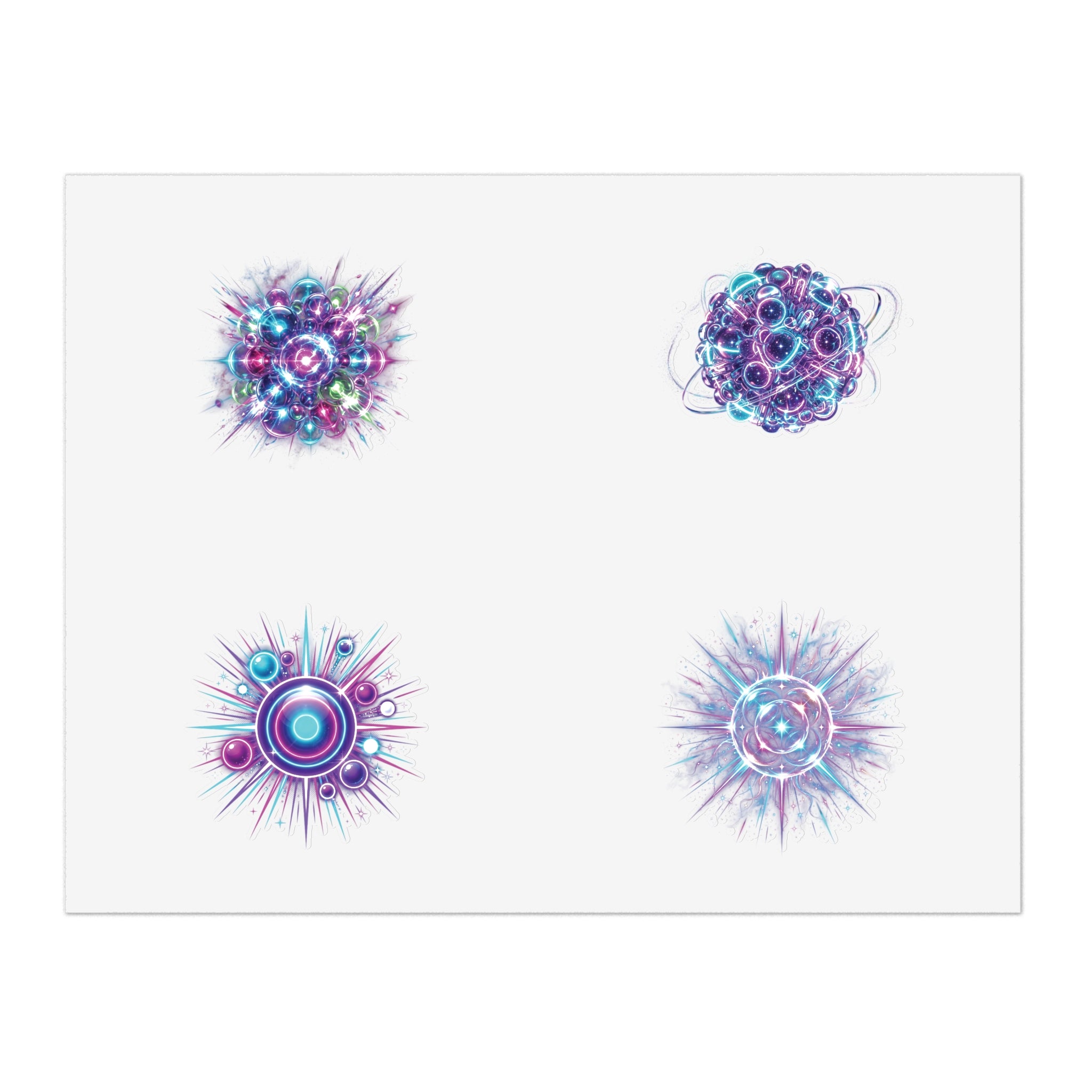Cosmic Burst Sticker Sheet — Iridescent Galaxy Orb Decals