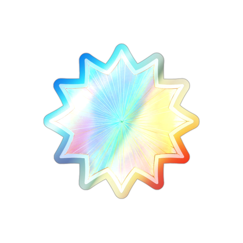 Holographic Starburst Die-Cut Sticker — Iridescent Rainbow Vinyl for Skateboards, Laptops & Water Bottles