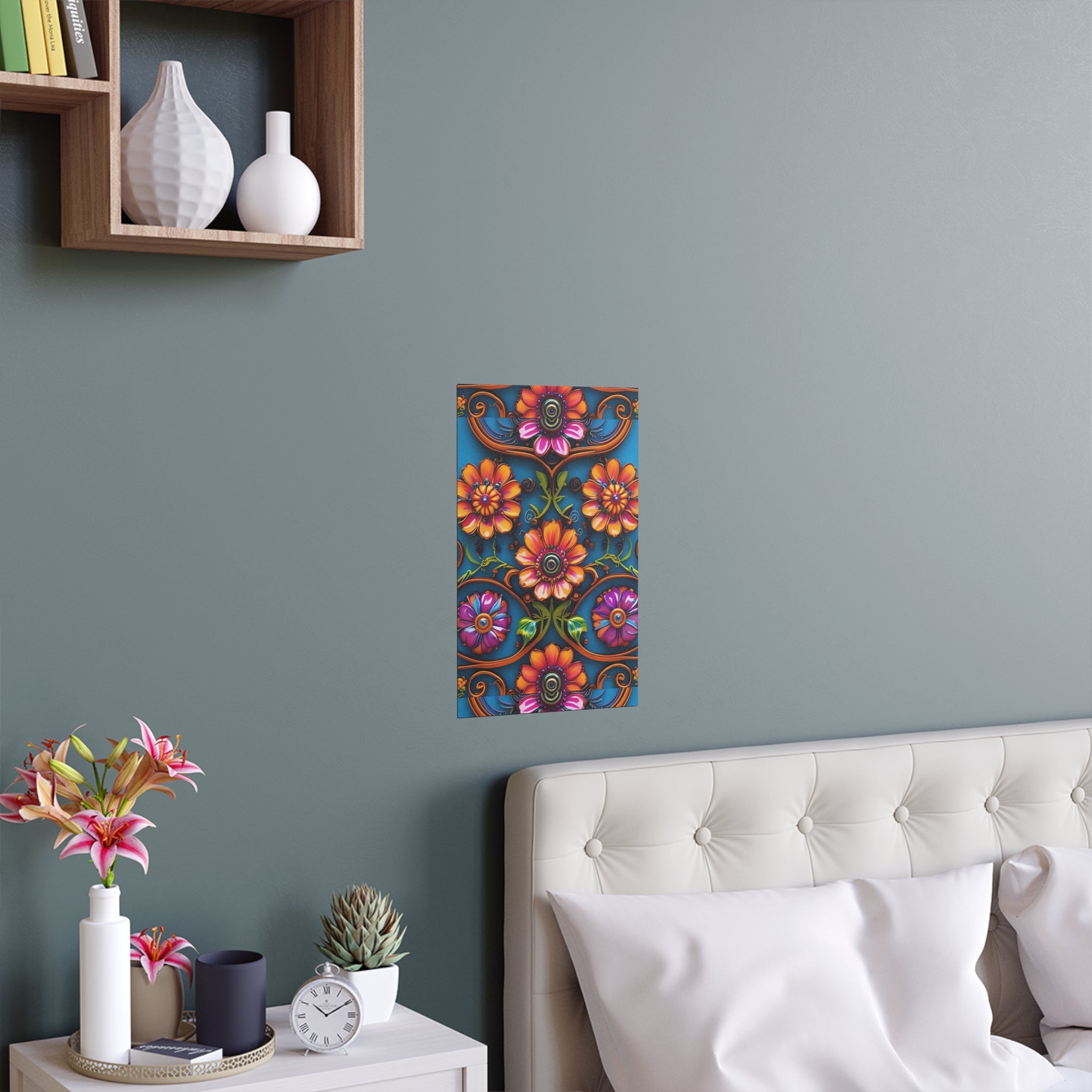 Floral Silk Poster – Vibrant Boho Wall Art for Indoor & Outdoor Decor