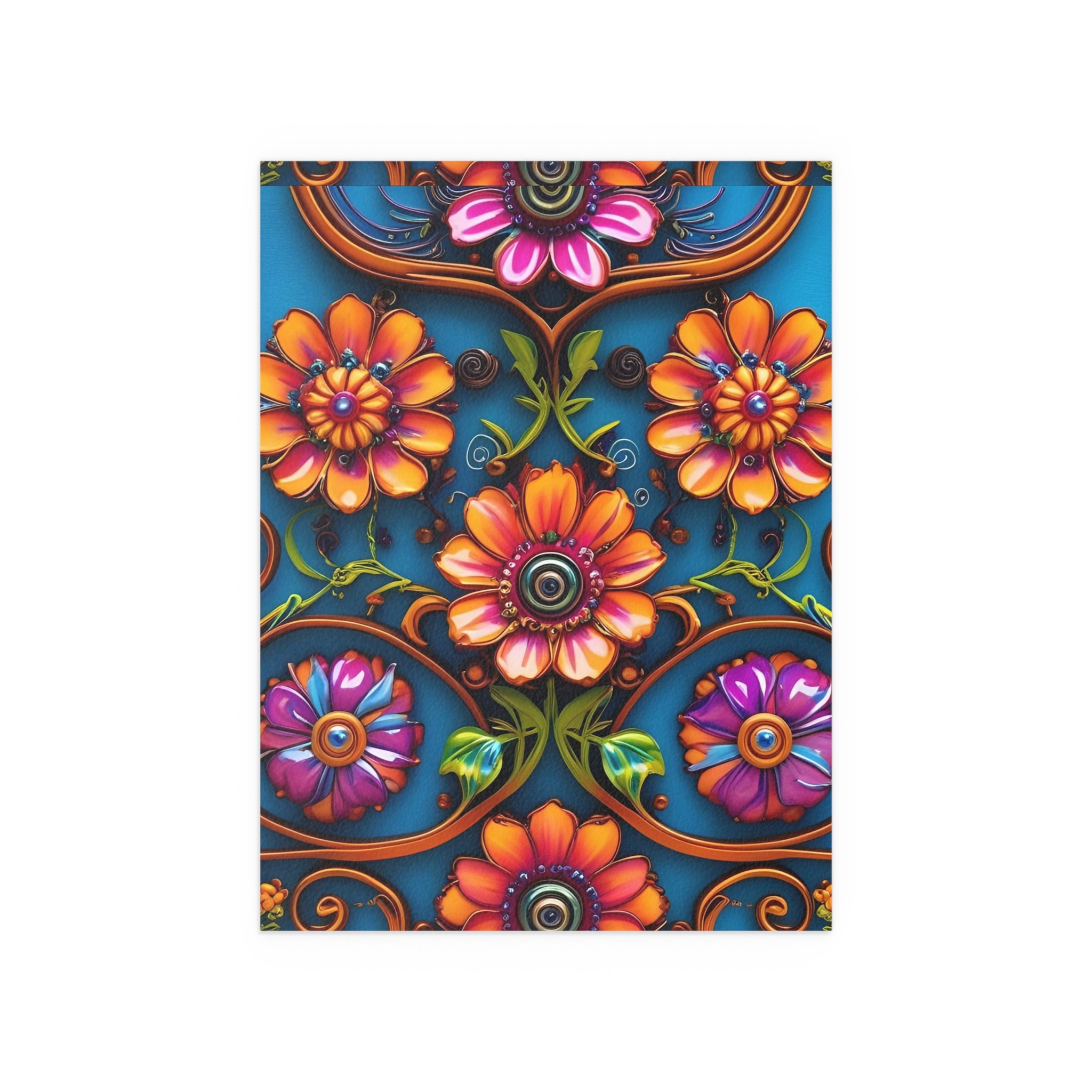 Floral Silk Poster – Vibrant Boho Wall Art for Indoor & Outdoor Decor