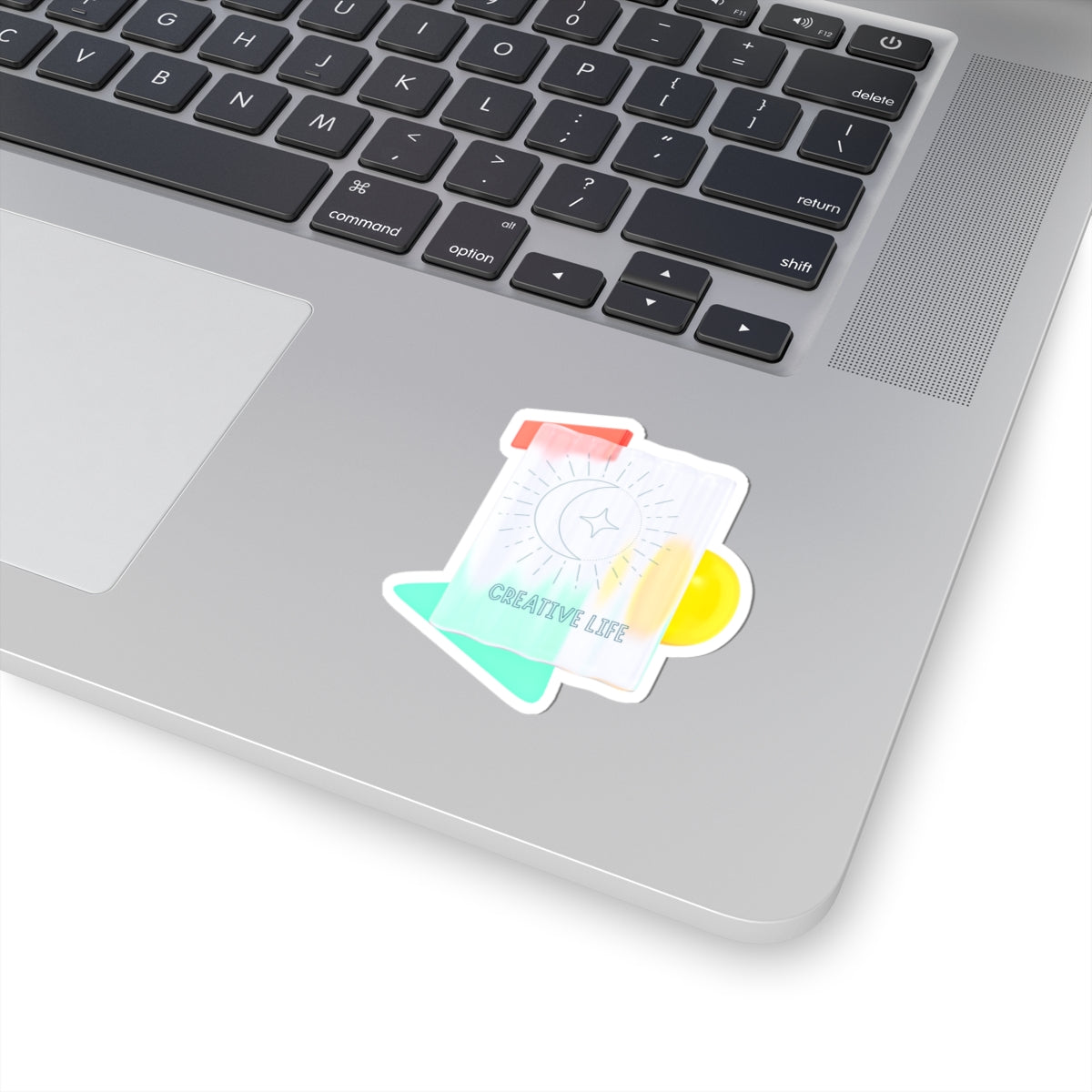 Creative Life Moon & Star Kiss-Cut Sticker — Pastel Geometric Laptop Decal