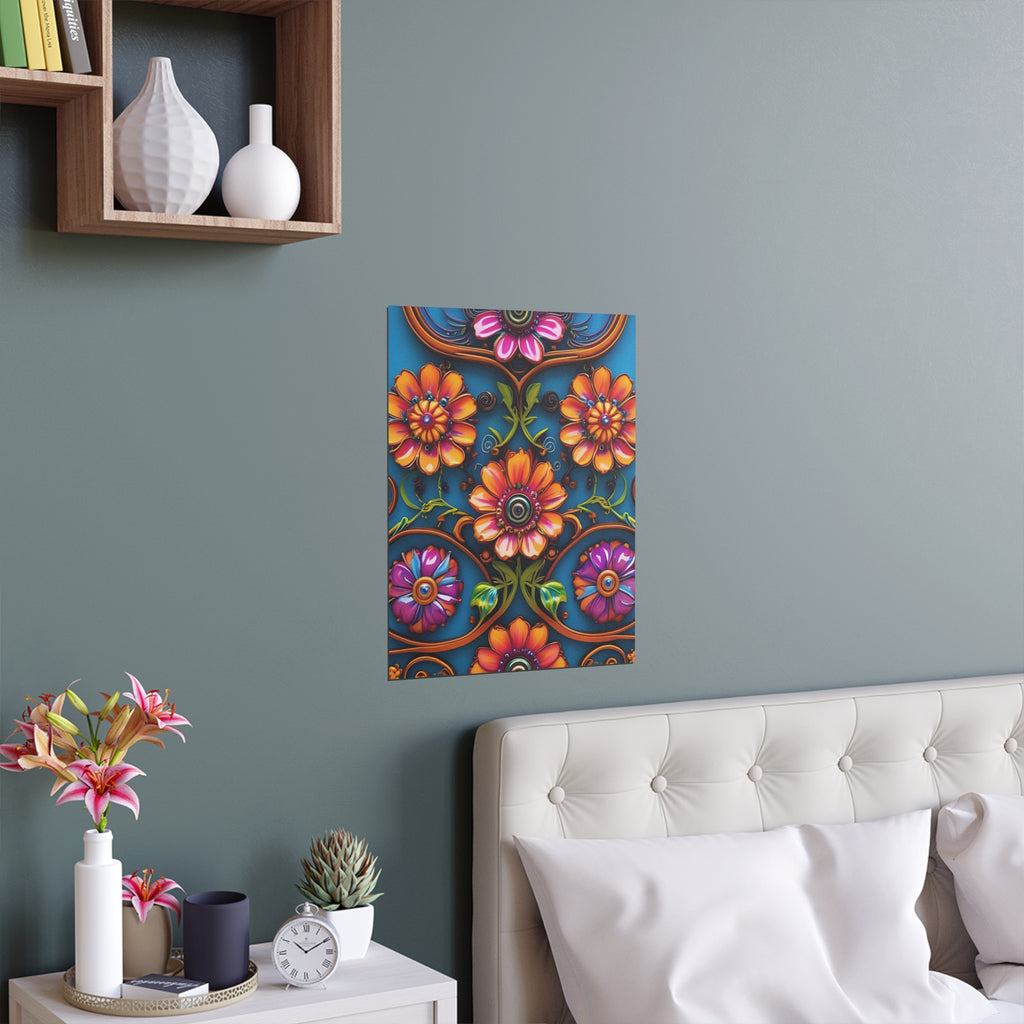 Floral Silk Poster – Vibrant Boho Wall Art for Indoor & Outdoor Decor