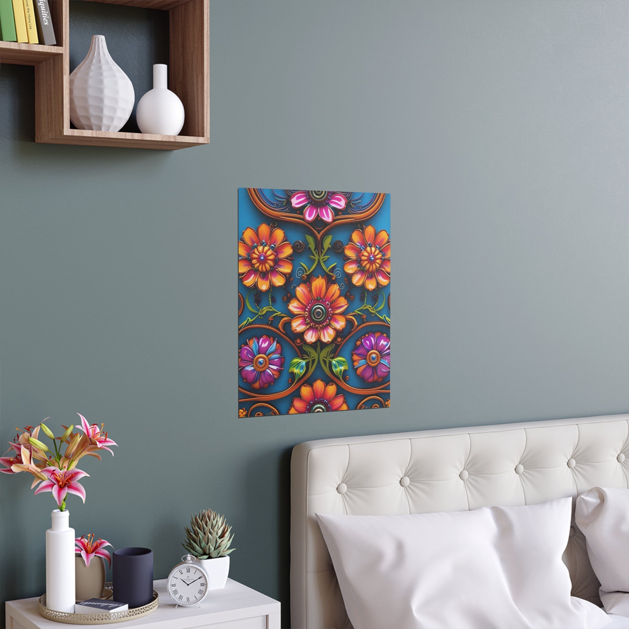 Floral Silk Poster – Vibrant Boho Wall Art for Indoor & Outdoor Decor
