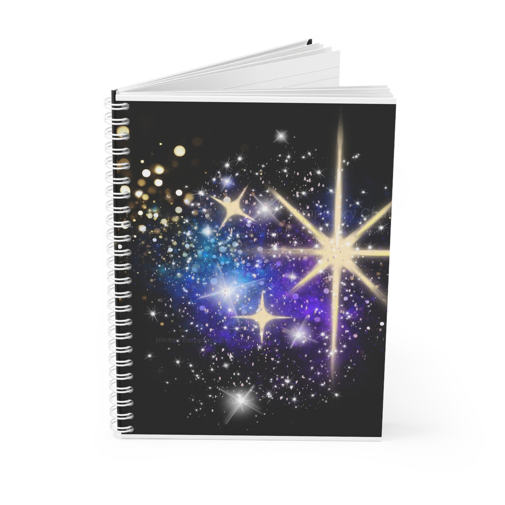 Celestial Starburst Spiral Notebook — Galaxy Sparkle Journal for Notes & Sketches