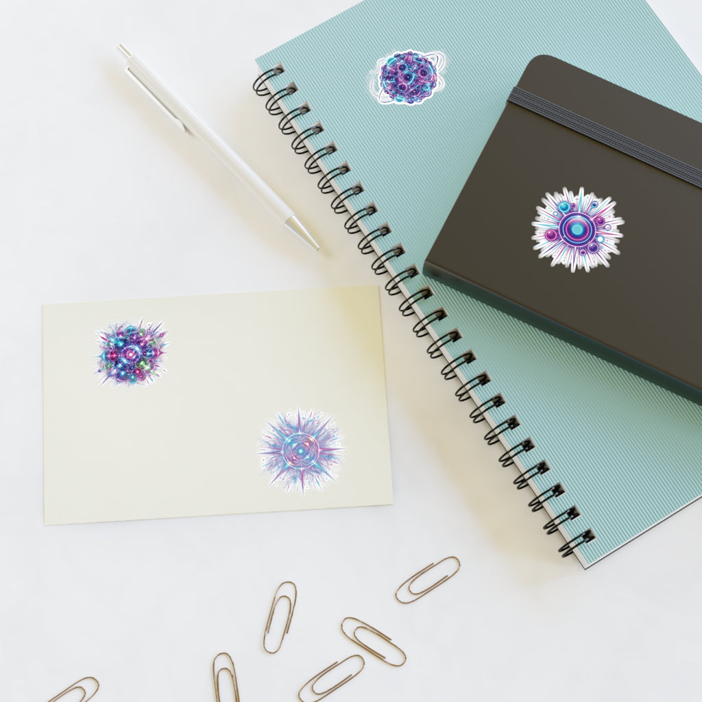 Cosmic Burst Sticker Sheet — Iridescent Galaxy Orb Decals