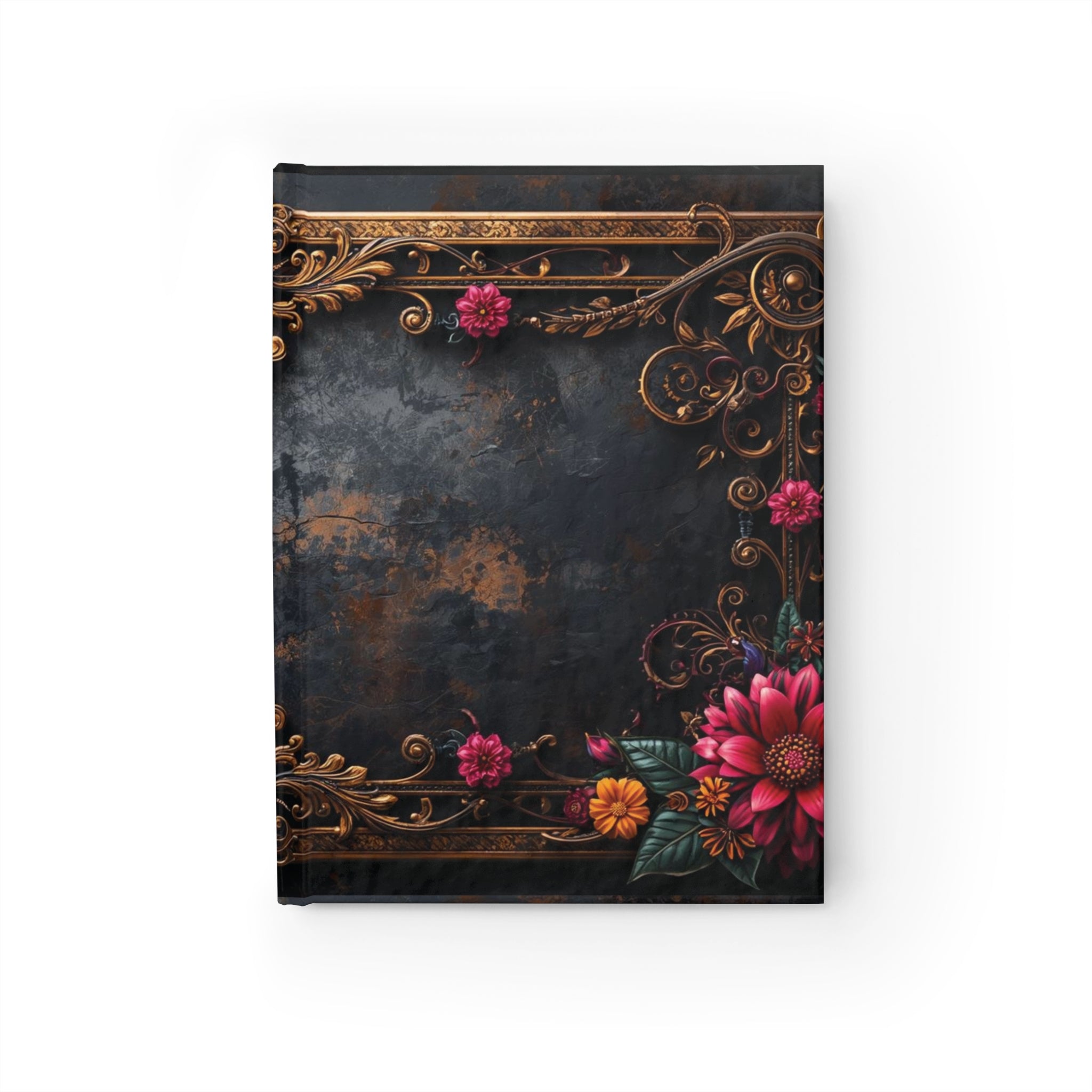 Hardcover Journal — Vintage Floral Frame Ruled Notebook