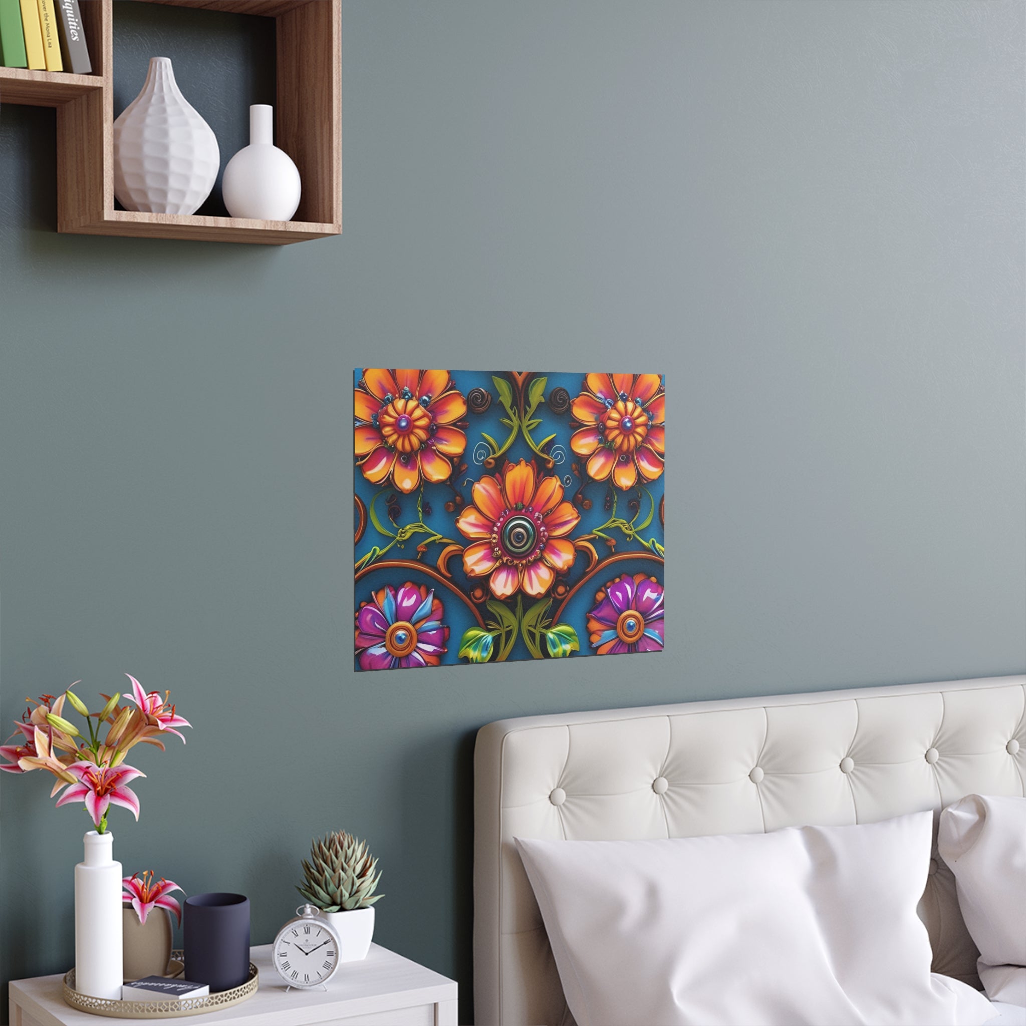 Floral Silk Poster – Vibrant Boho Wall Art for Indoor & Outdoor Decor