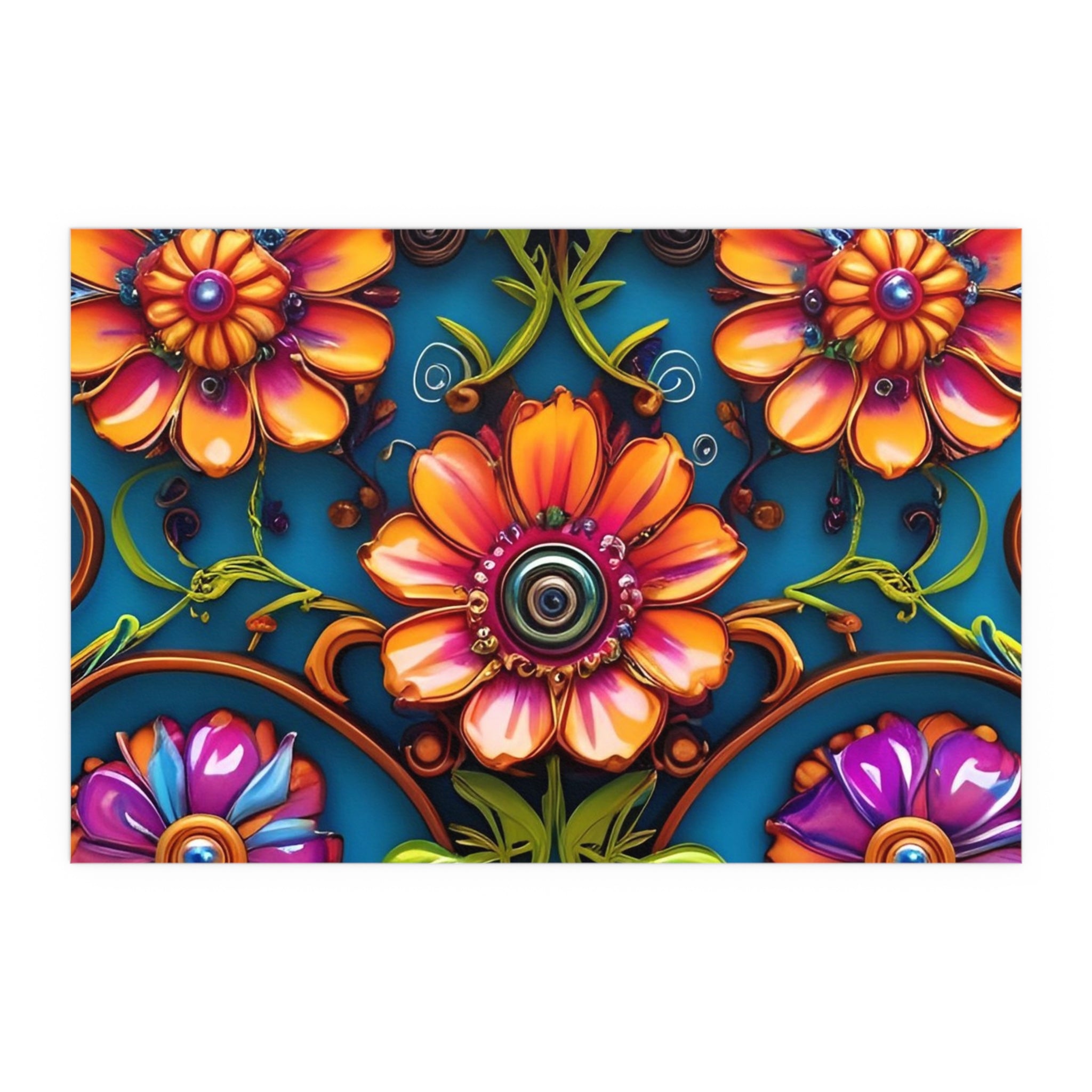 Floral Silk Poster – Vibrant Boho Wall Art for Indoor & Outdoor Decor