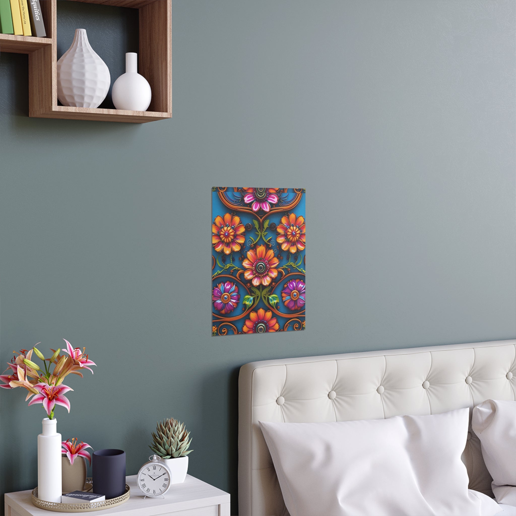 Floral Silk Poster – Vibrant Boho Wall Art for Indoor & Outdoor Decor