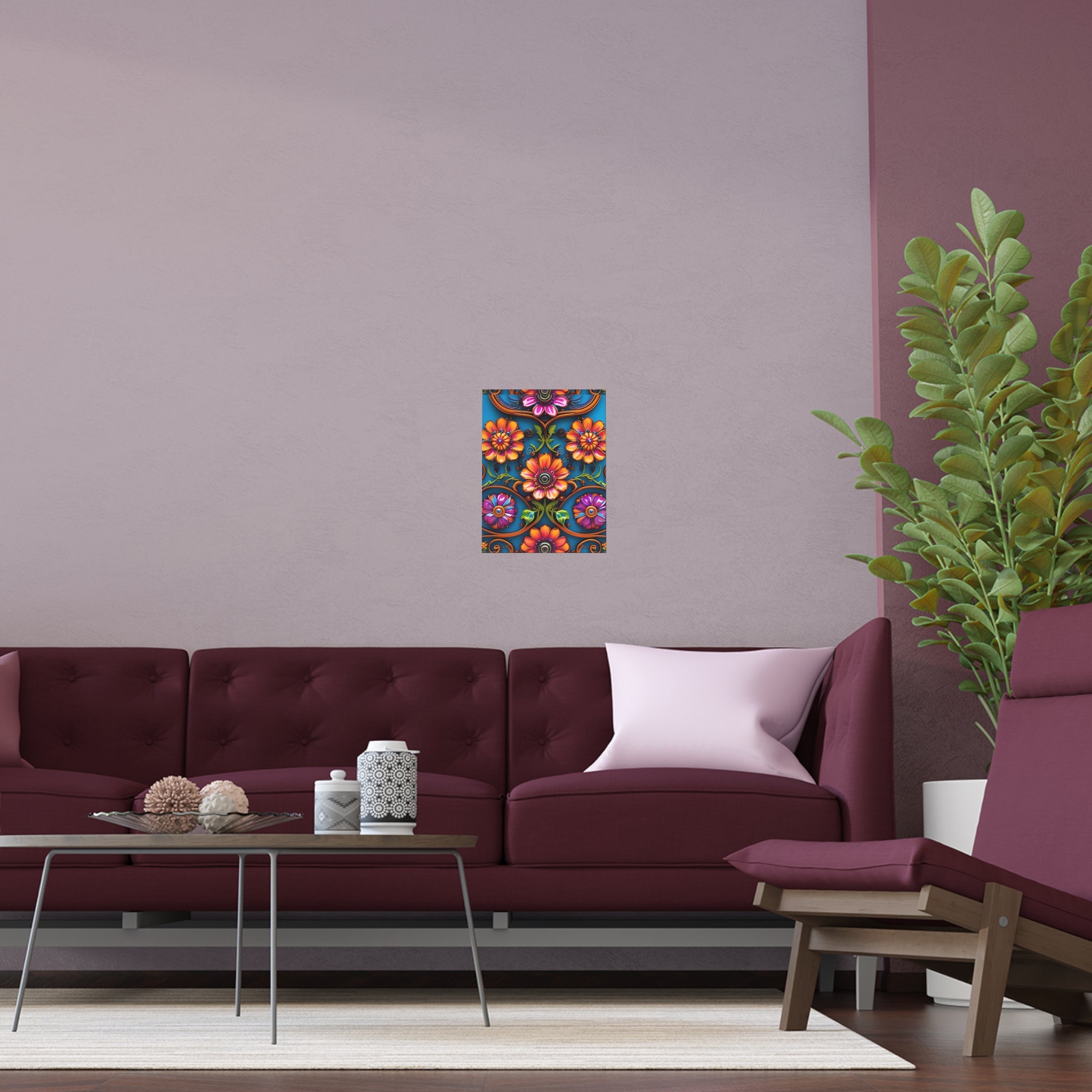 Floral Silk Poster – Vibrant Boho Wall Art for Indoor & Outdoor Decor