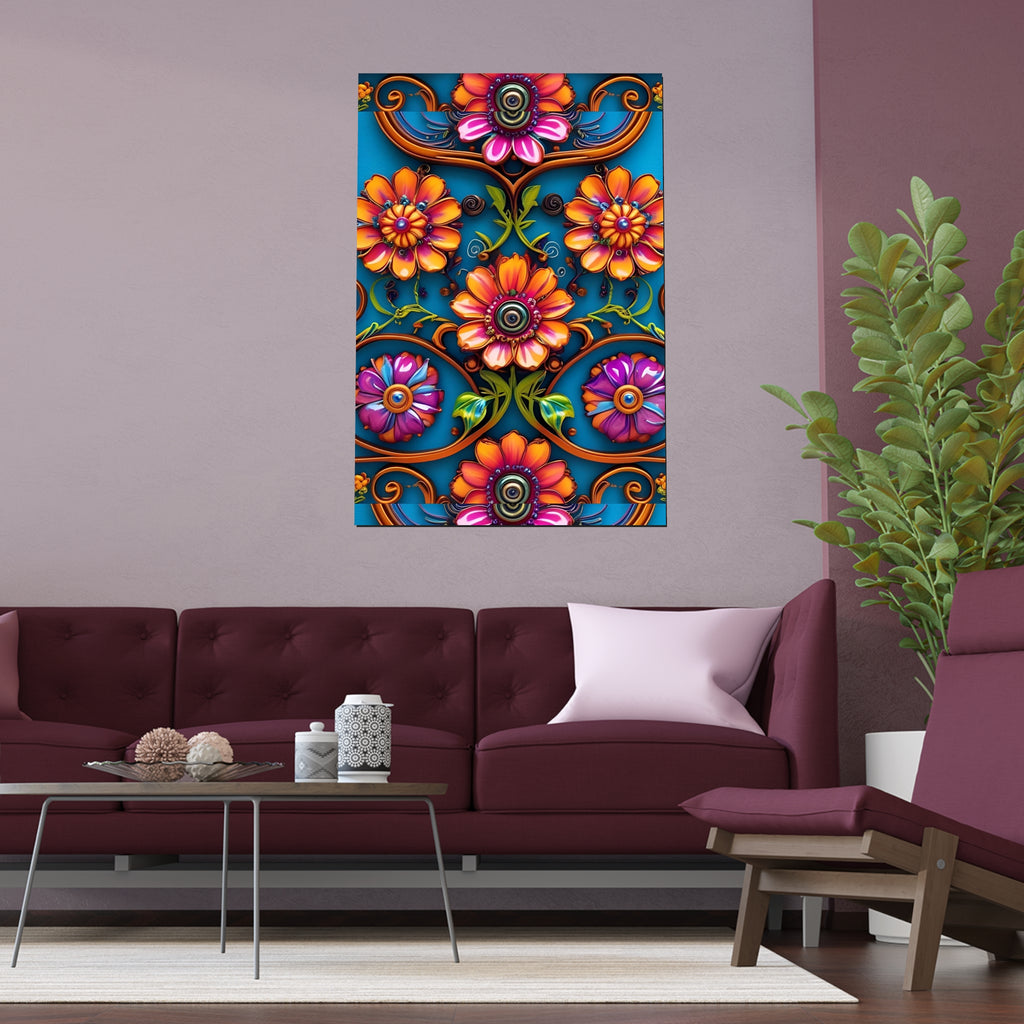 Floral Silk Poster – Vibrant Boho Wall Art for Indoor & Outdoor Decor