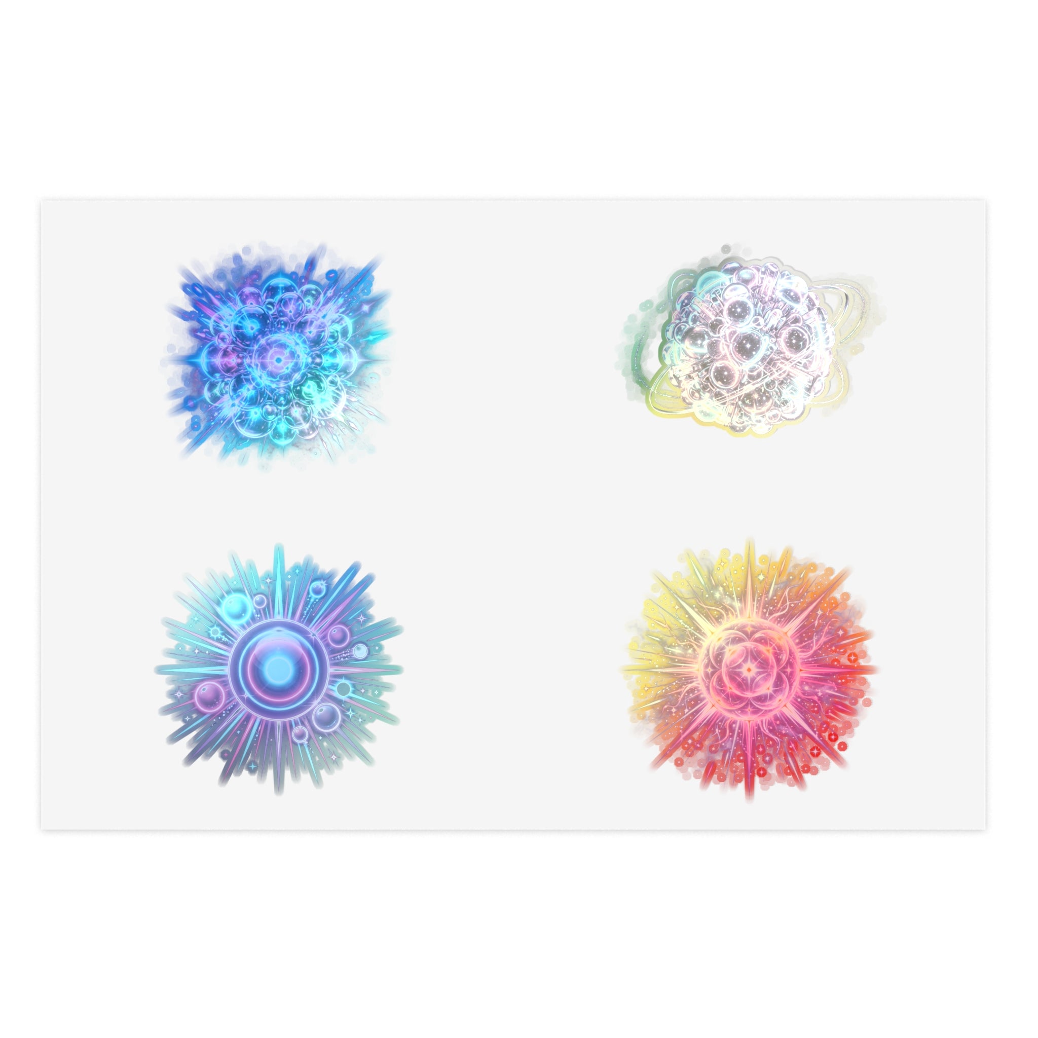 Cosmic Burst Sticker Sheet — Iridescent Galaxy Orb Decals