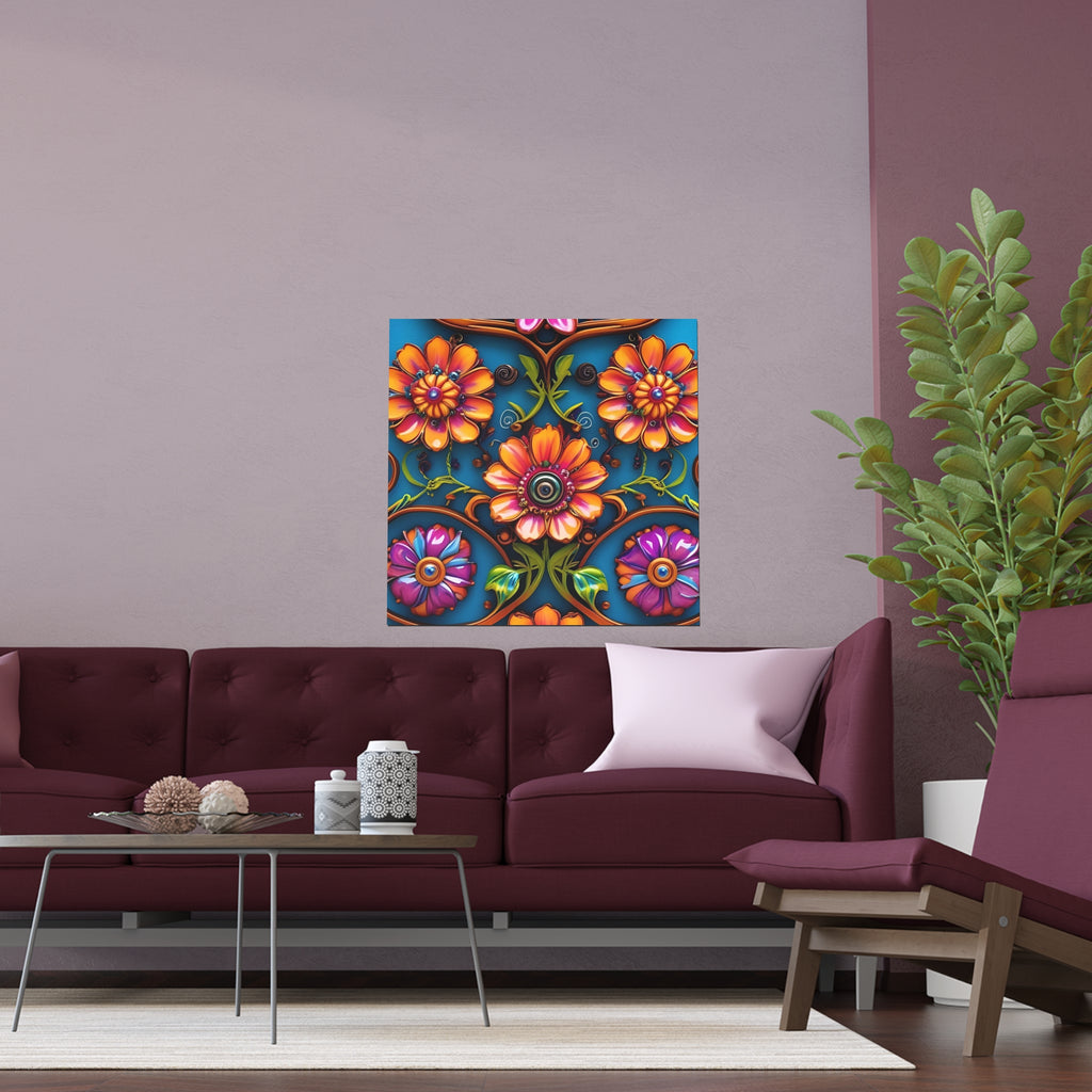 Floral Silk Poster – Vibrant Boho Wall Art for Indoor & Outdoor Decor