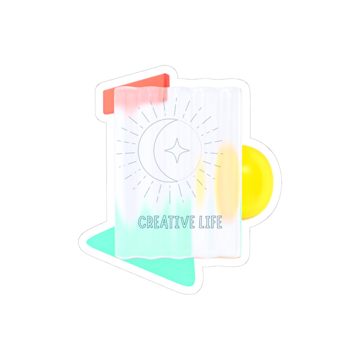Creative Life Moon & Star Kiss-Cut Sticker — Pastel Geometric Laptop Decal