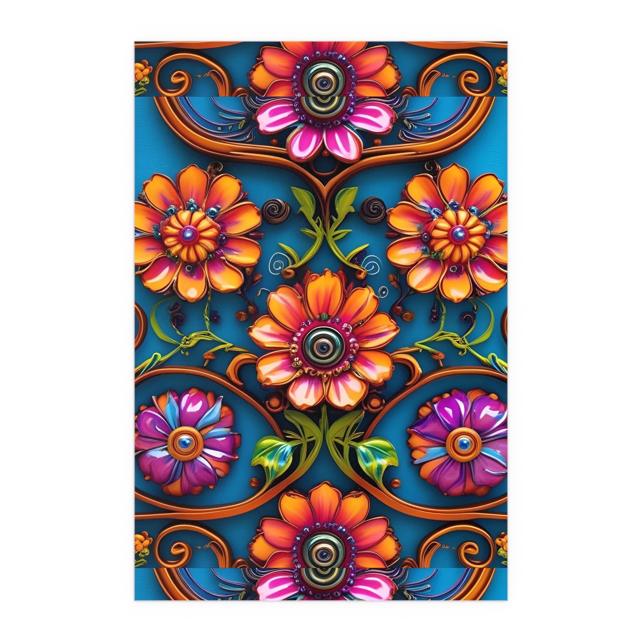 Floral Silk Poster – Vibrant Boho Wall Art for Indoor & Outdoor Decor