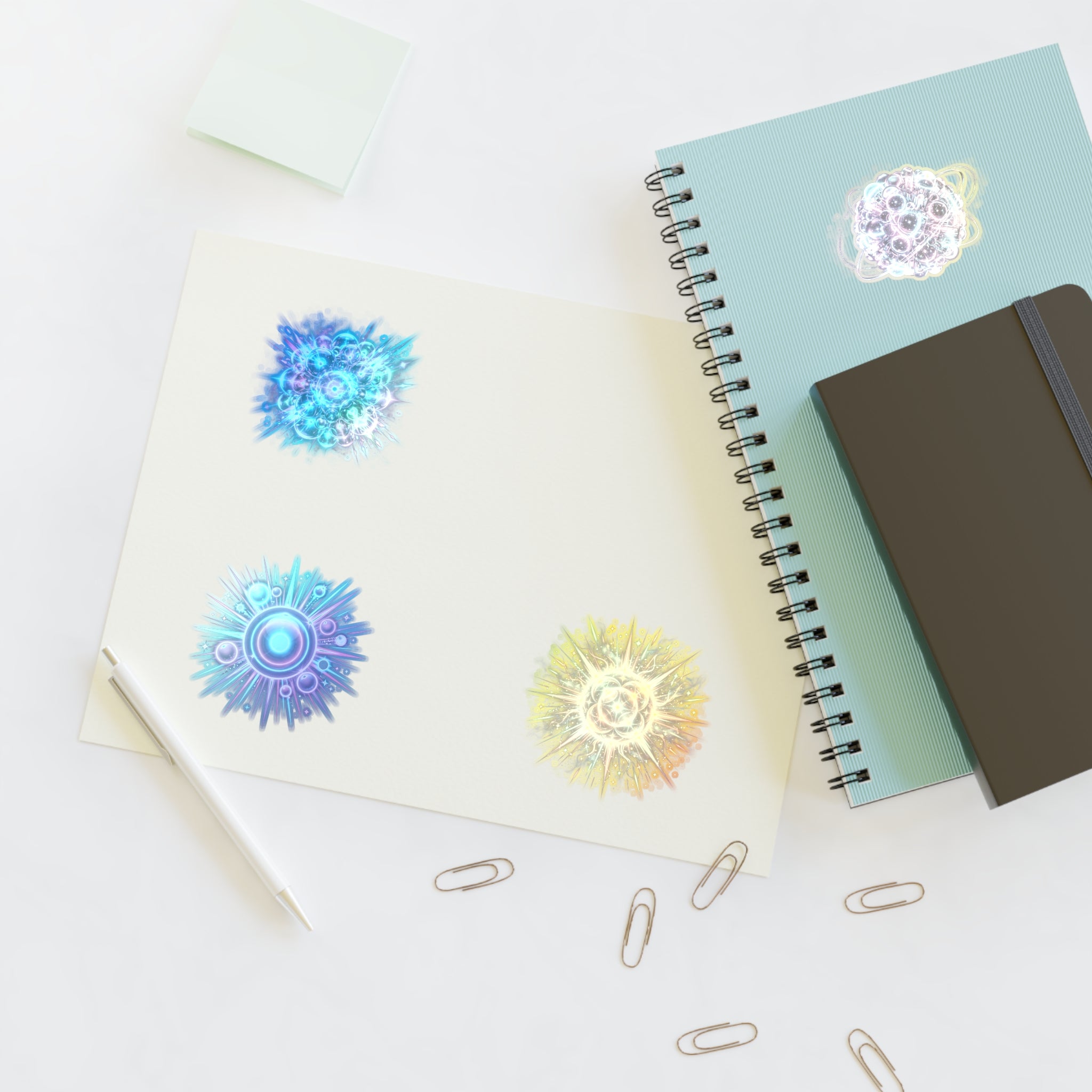 Cosmic Burst Sticker Sheet — Iridescent Galaxy Orb Decals